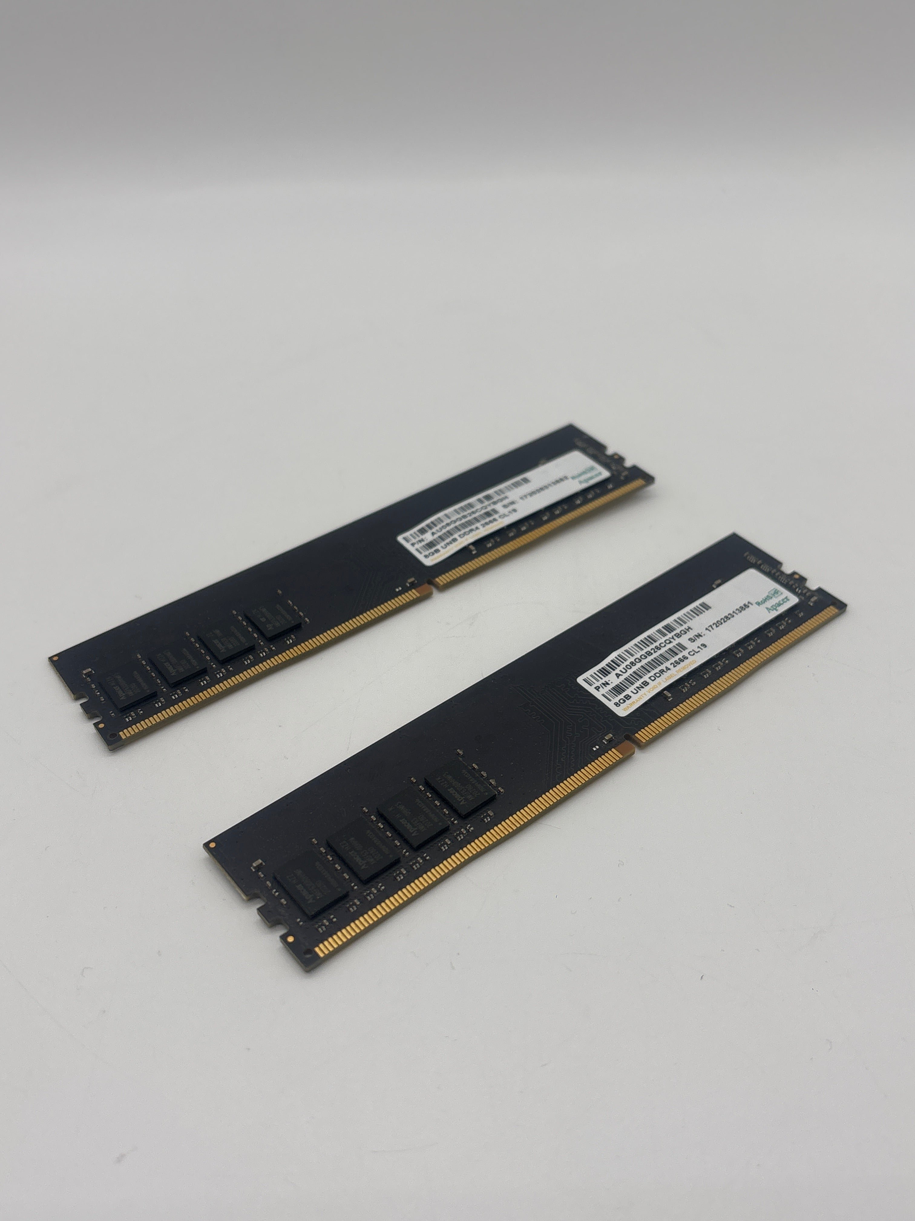Used Apacer 8GB UNB DDR4 2666 CL19 RAM DIMM 288 Pins - Lot of 2- Total 16GB