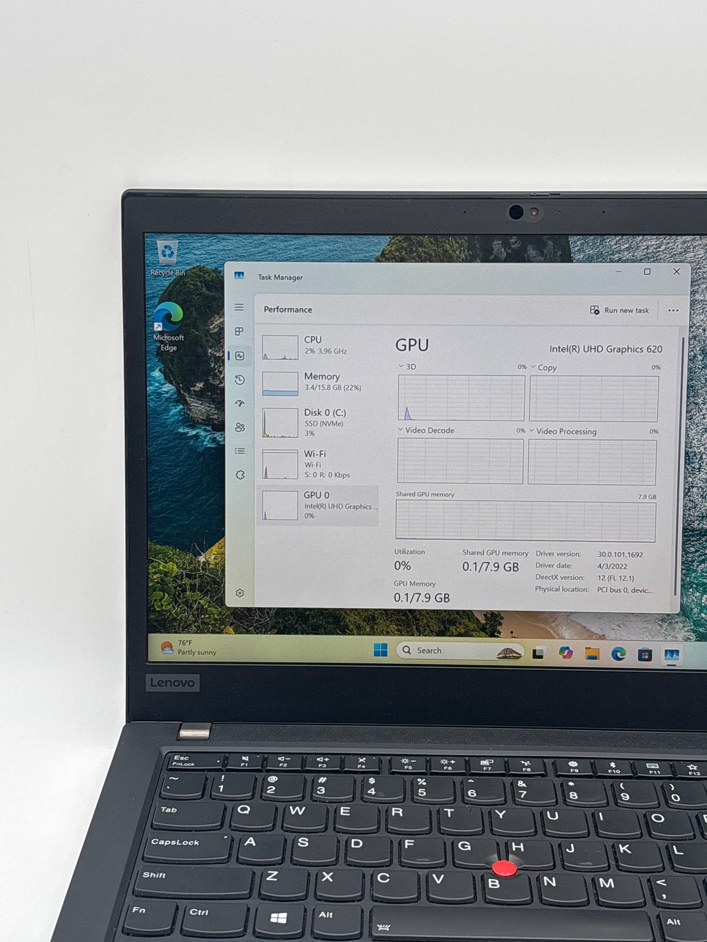 Lenovo ThinkPad T490 i5-8365U 16GB RAM 256GB SSD - Bios Lock/Remotely Managed
