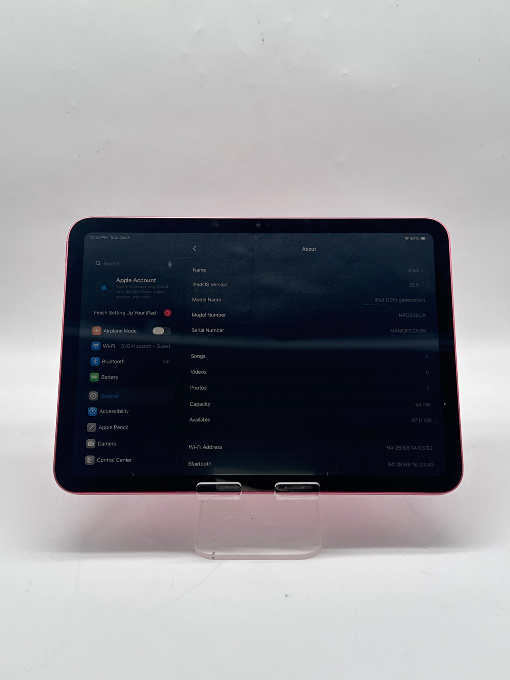 Apple iPad 10th Gen A2696 64GB Wi-Fi 10.9in Pink Tablet - Used