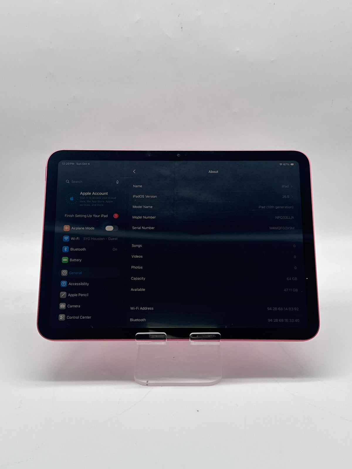 Apple iPad 10th Gen A2696 64GB Wi-Fi 10.9in Pink Tablet - Used