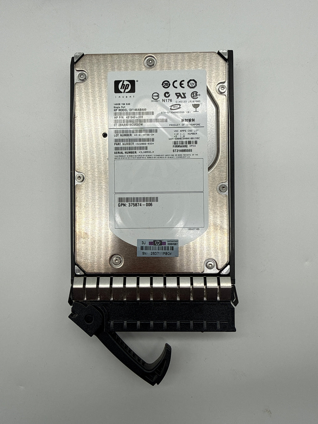HP DF146ABAA9 146Gb 15K 3.5" SAS HDD (Lot of 4)