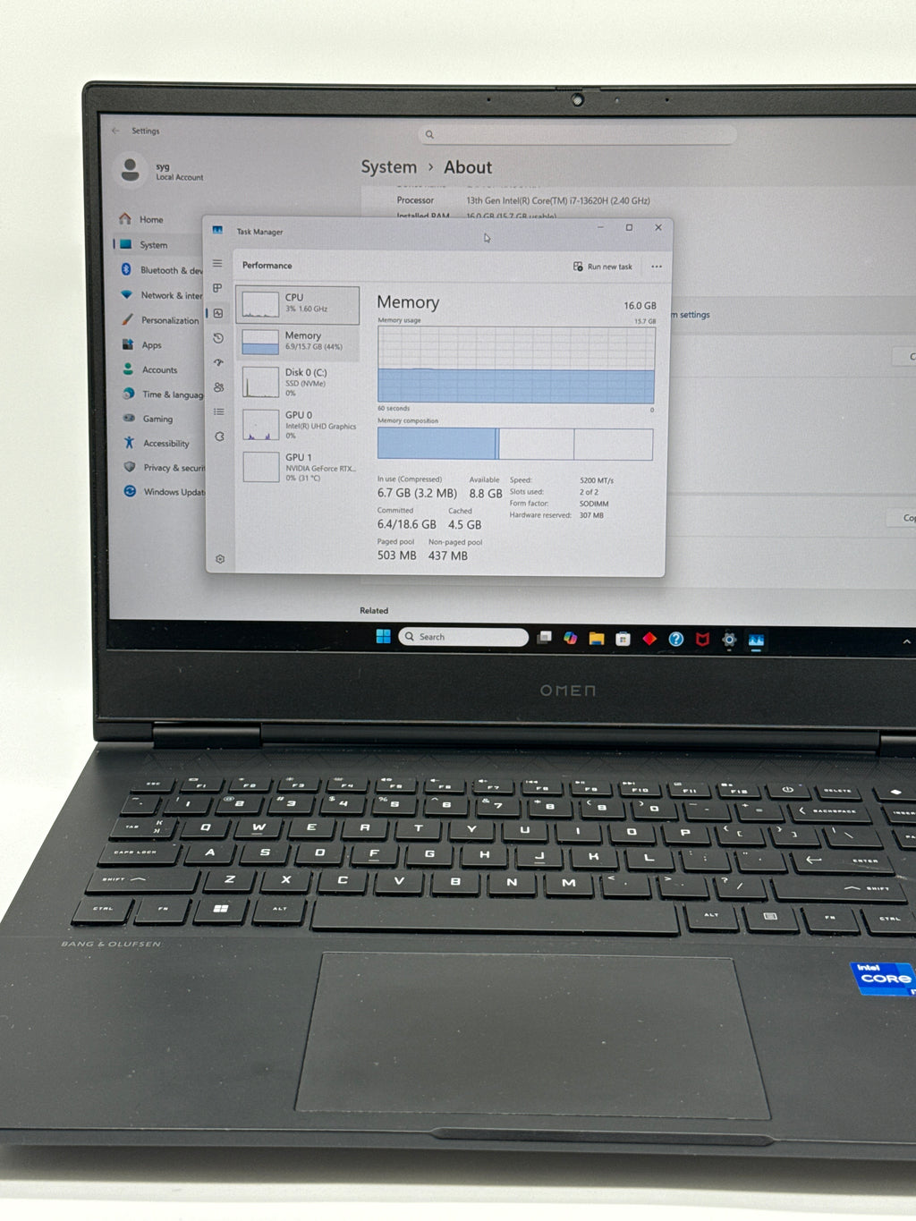 HP Omen 16-wd0073dx 16" i7-13620H 16GB RAM 1TB SSD RTX 4060 Laptop