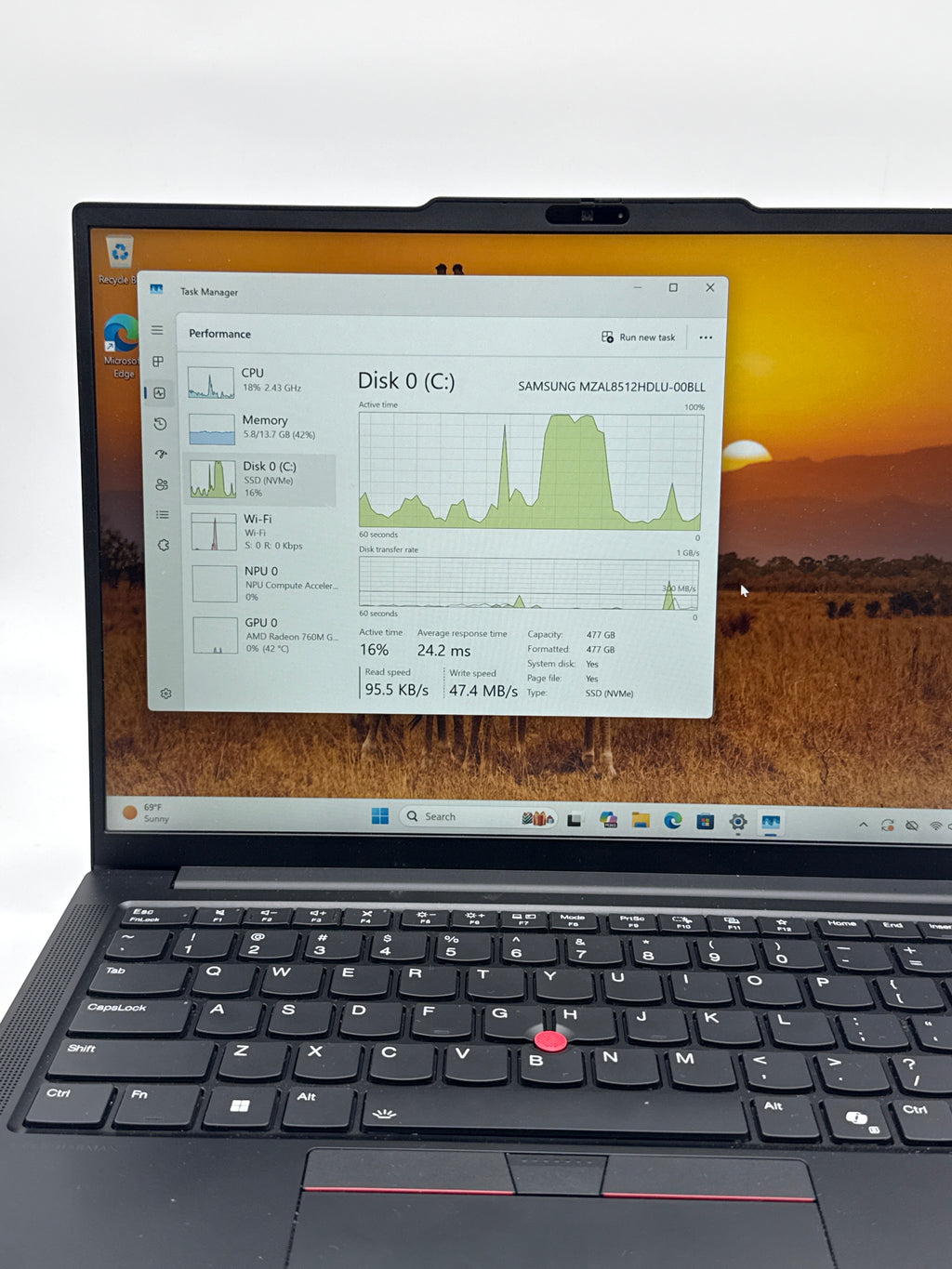 Lenovo ThinkPad E14 Gen 7 Ryzen 5 16GB RAM 512GB SSD Radeon 760M