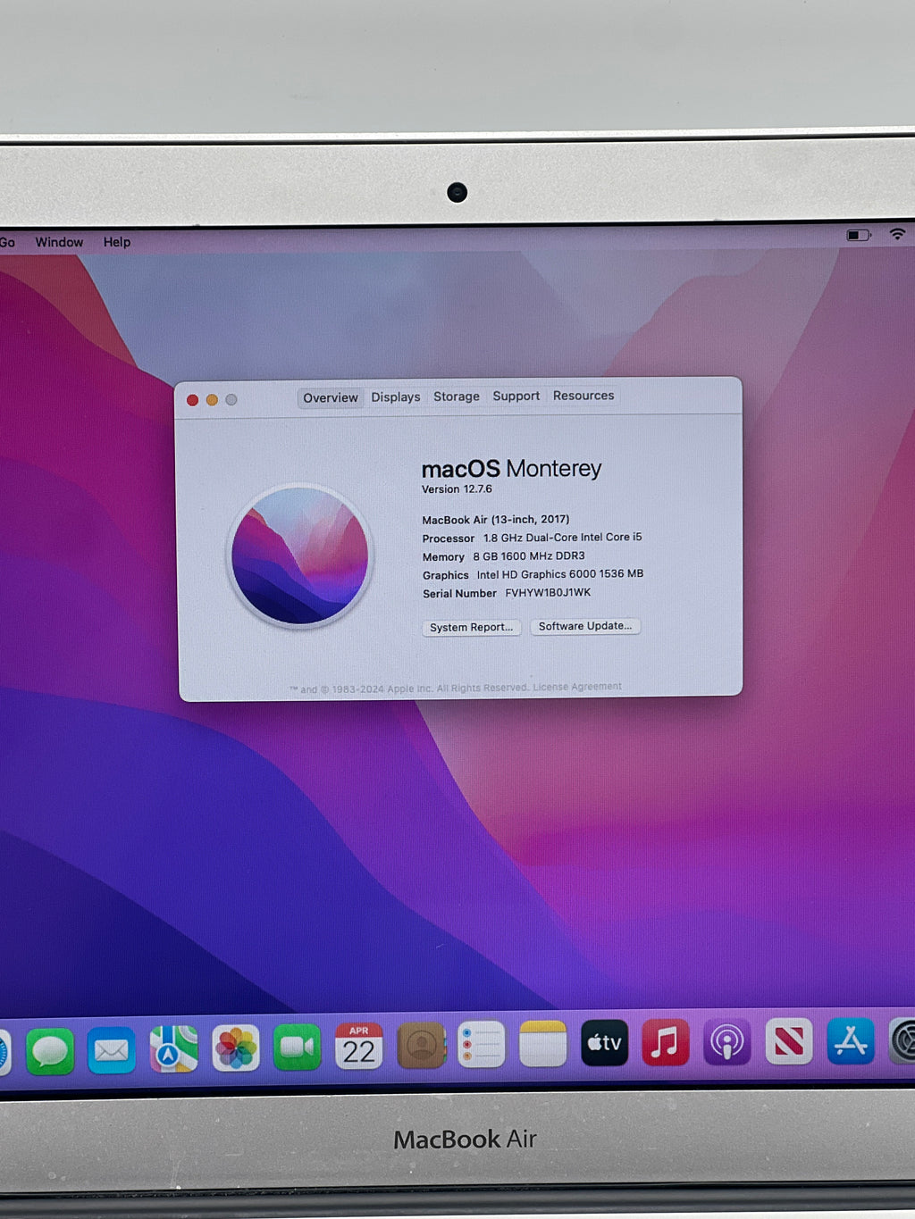 Apple MacBook Air 13" A1466 i5 8GB RAM 128GB Flash Storage - Used