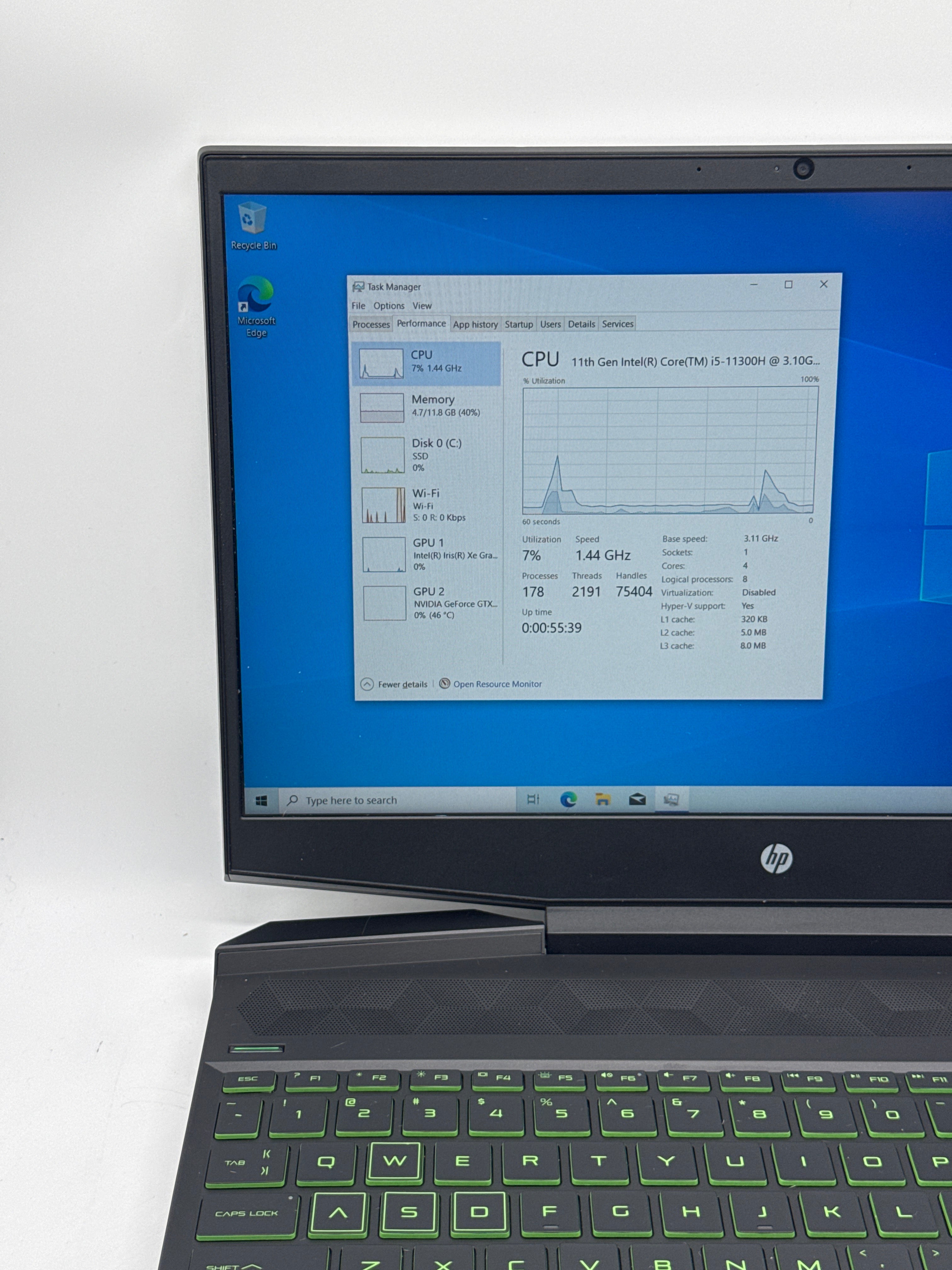 HP Pavilion 15t-dk200 i5-11300H 12GB RAM 256GB SSD GTX 1650