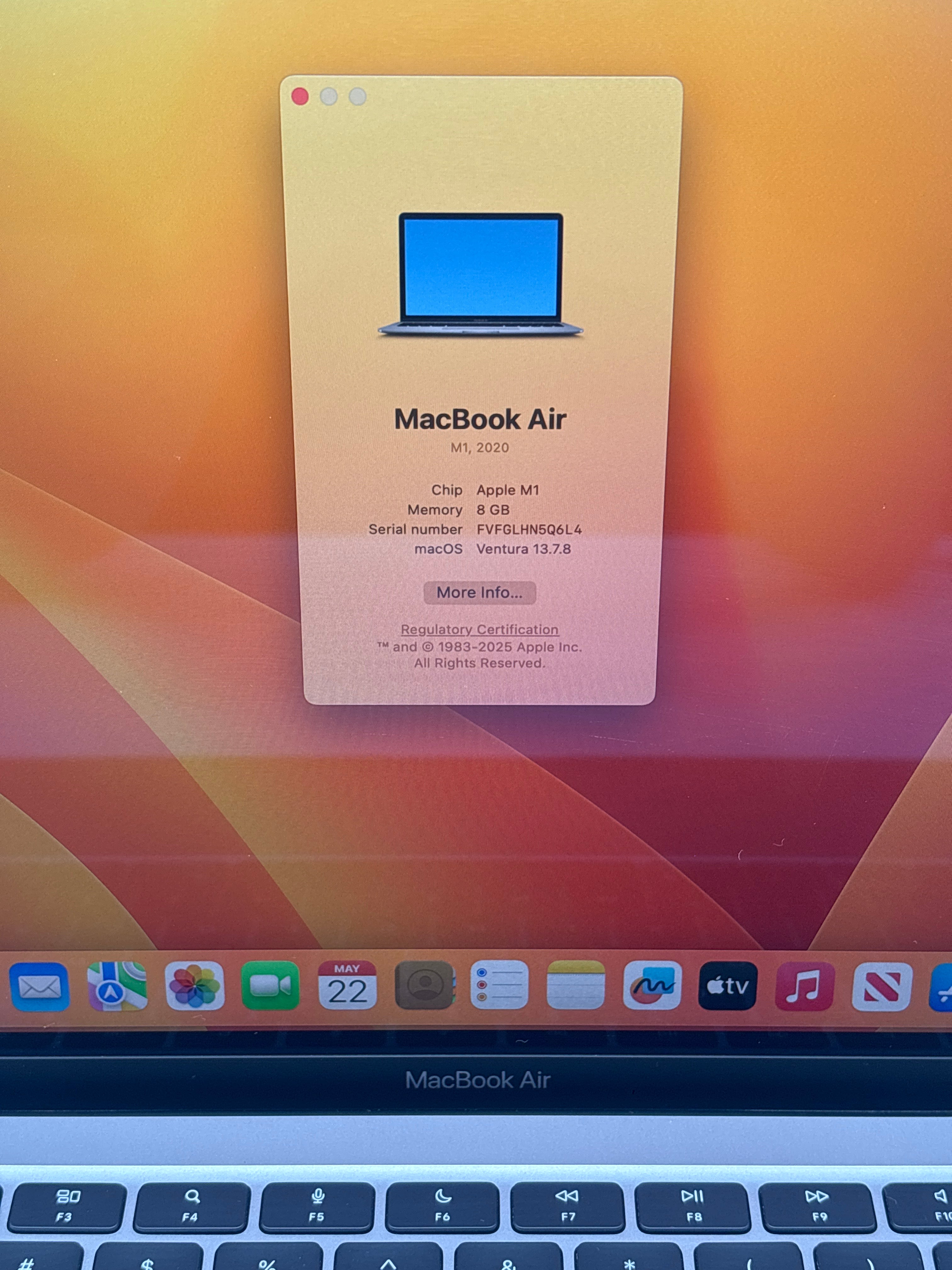 Apple MacBook Air 13" A2337 M1 8GB RAM 256GB SSD