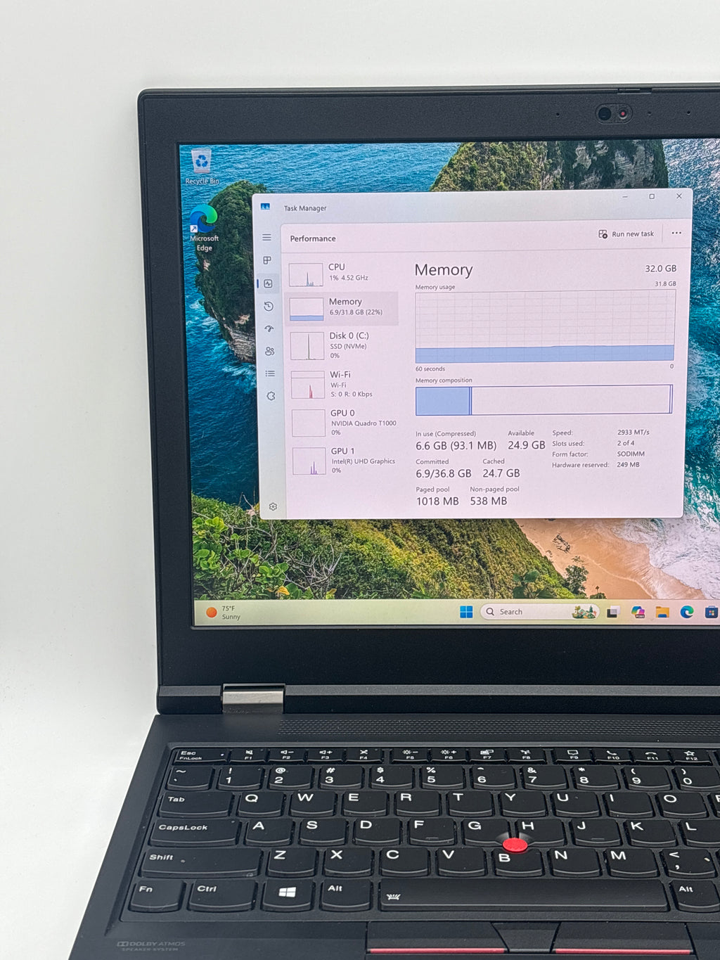 Lenovo ThinkPad P15 Gen 1 i7-10750H 32GB RAM 1TB SSD T1000