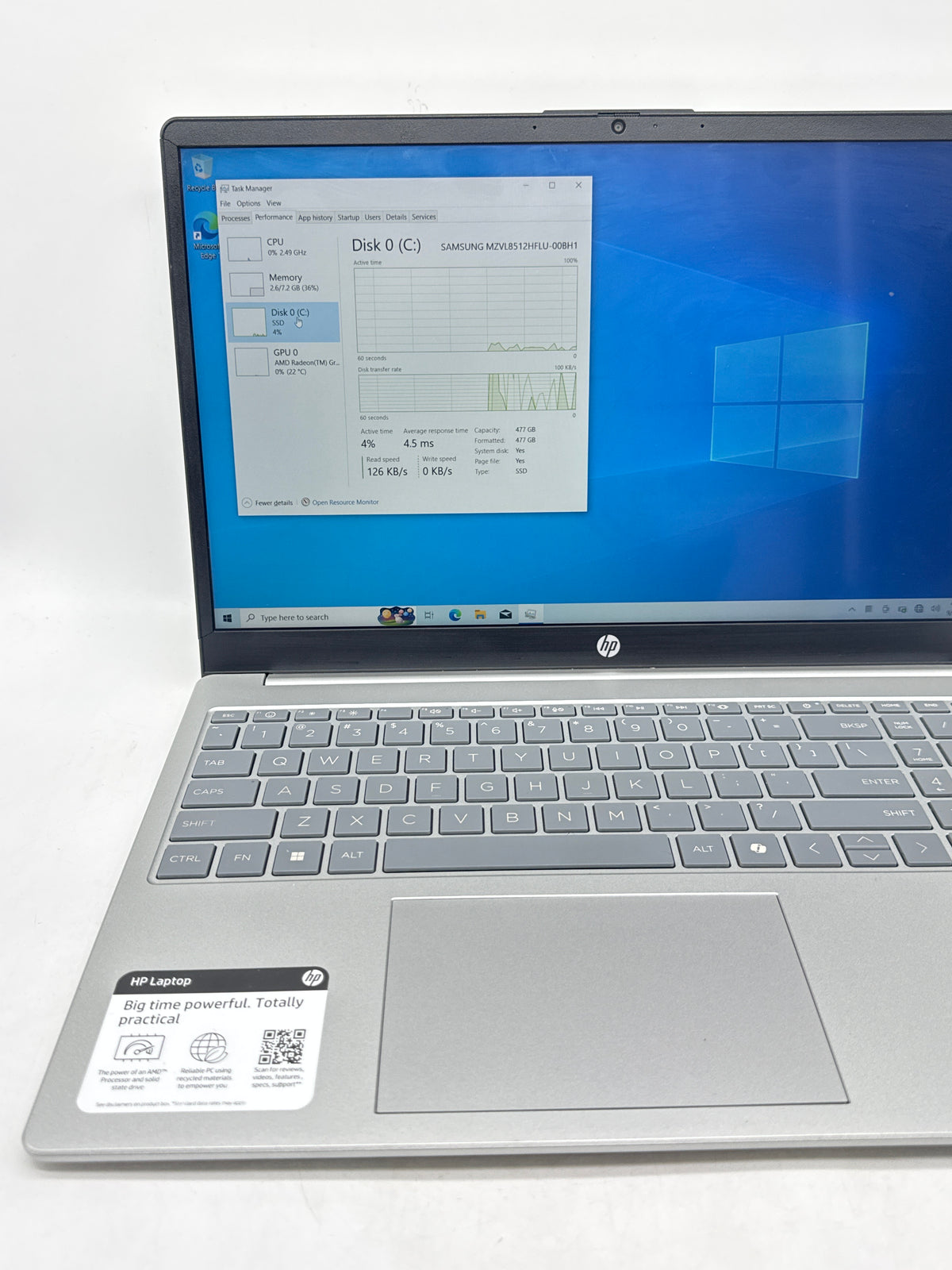HP Laptop 15-fc0146dx Ryzen 5 7520U 8GB RAM 512GB SSD  - Used