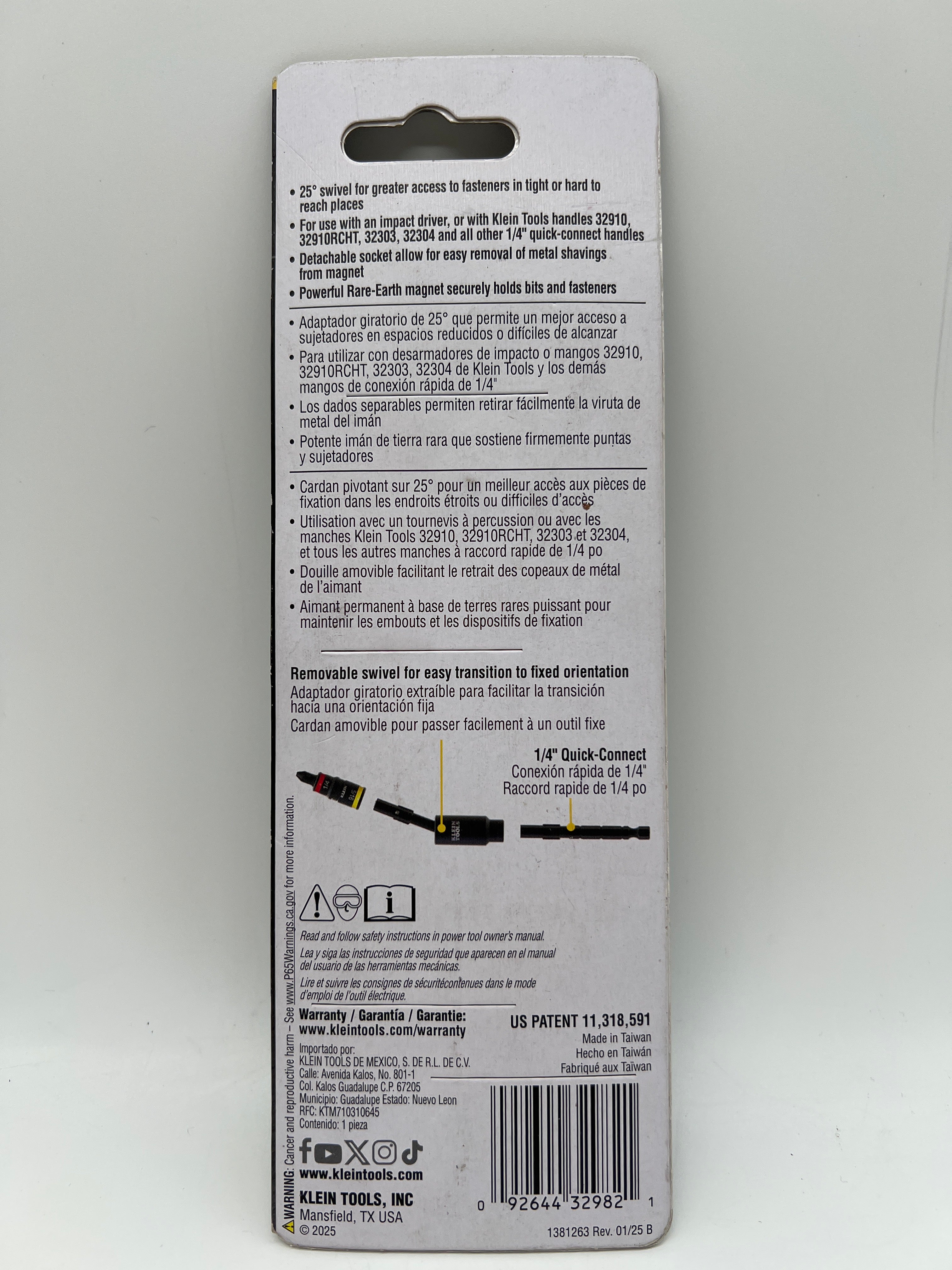 Klein Tools 32982 Impact Flip Socket 1/4 in Black Accessory New In Box