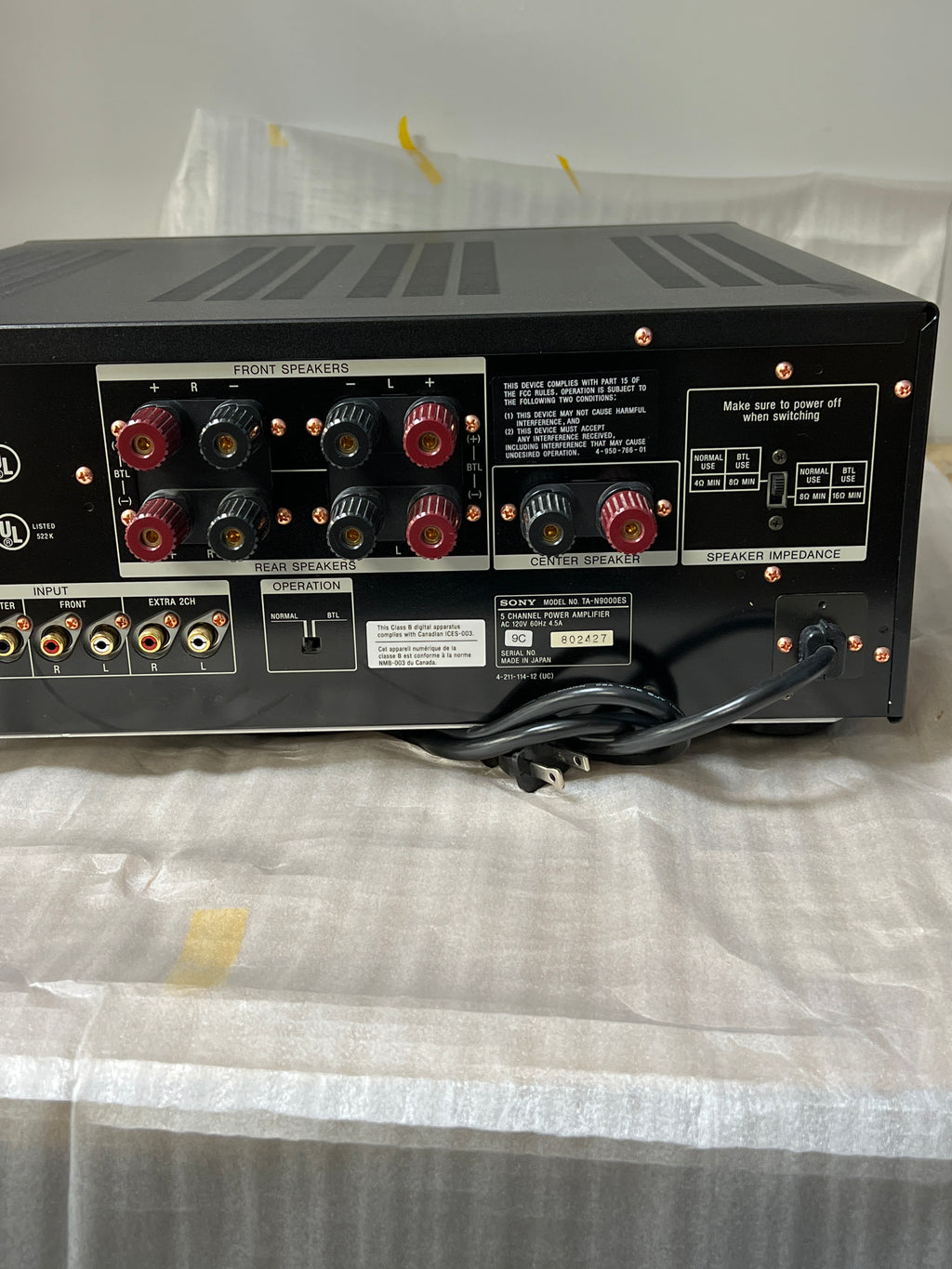 Sony TA-N9000ES 5 Channel Power Amplifier - New Open Box