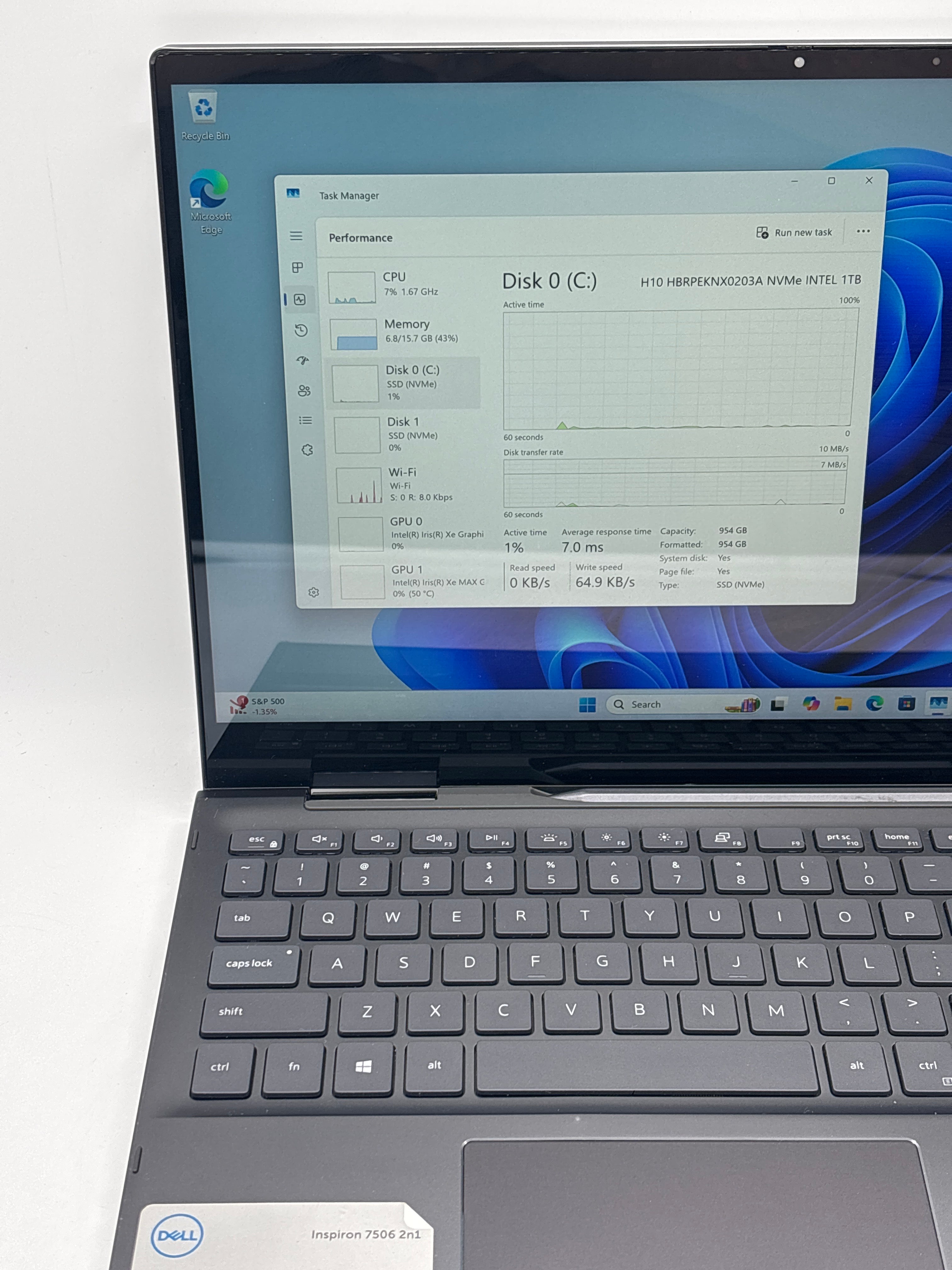 Dell Inspiron 7506 2-in-1 i7-1165G7 16GB RAM 512GB SSD