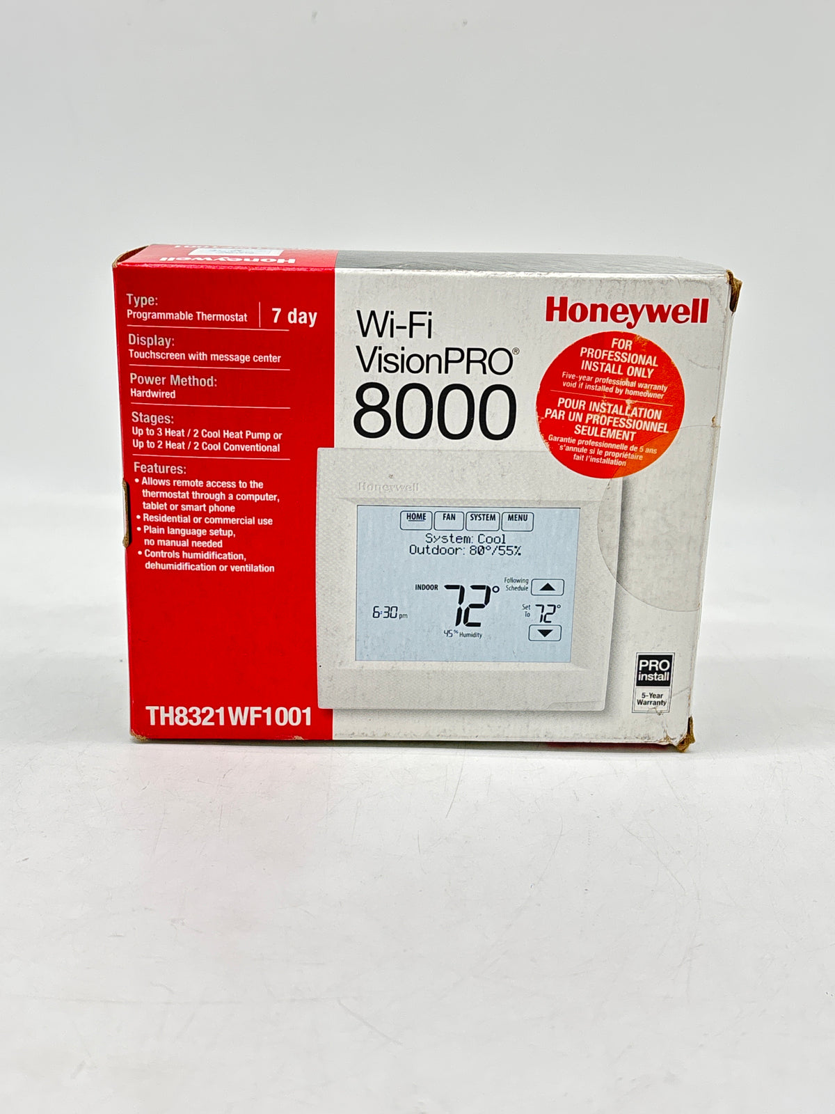 Honeywell Home Wi-Fi VisionPRO 8000 TH8321WF1001 Smart Programmable Thermostat - New