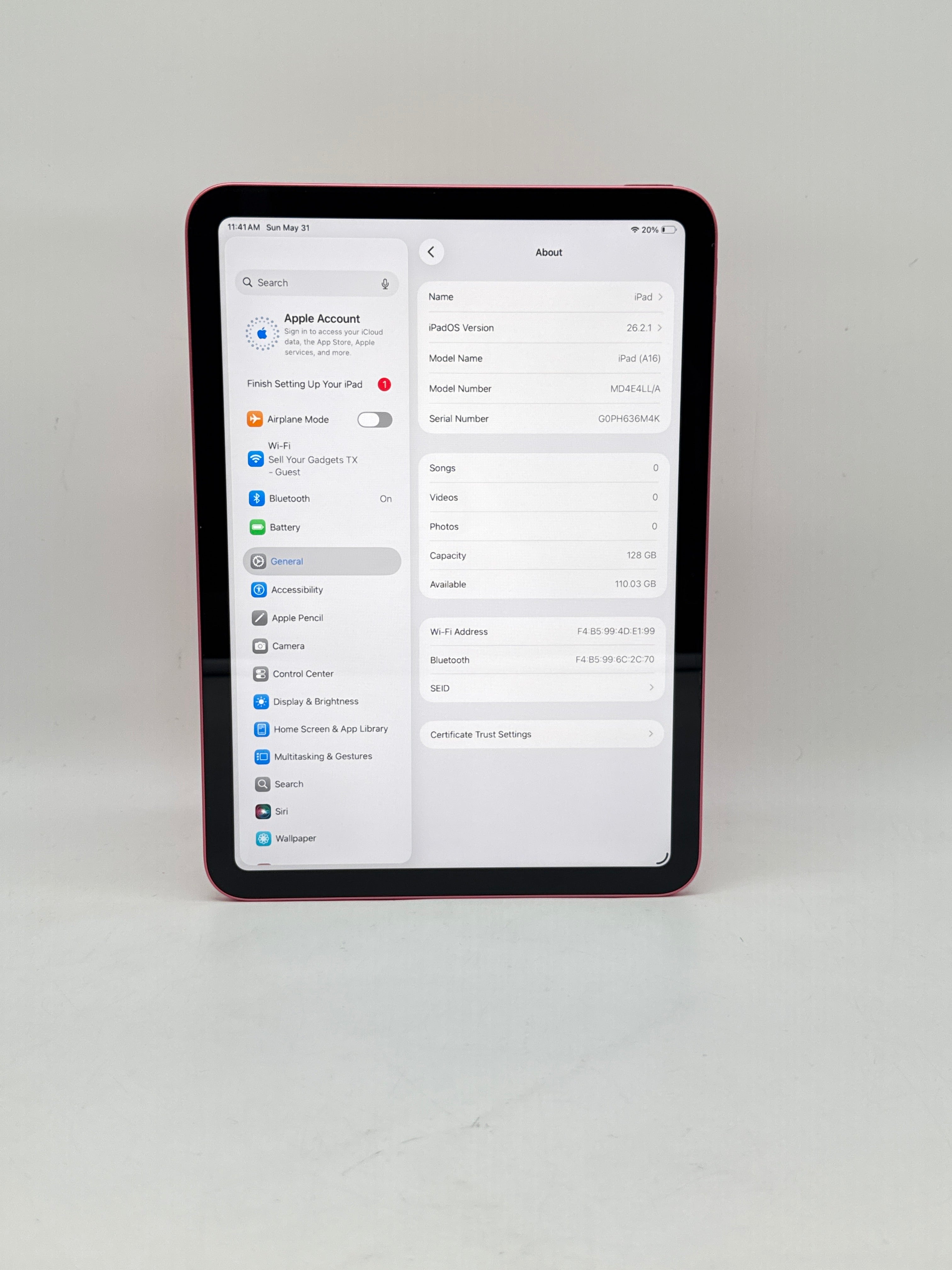 Apple iPad 11th Gen A16 A3354 128GB Wi Fi - Used with Box