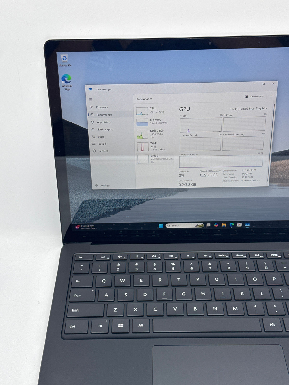 Microsoft Surface Laptop 3 1868 13" Intel Core i5-1035G7 8GB RAM 256GB SSD Black - Used