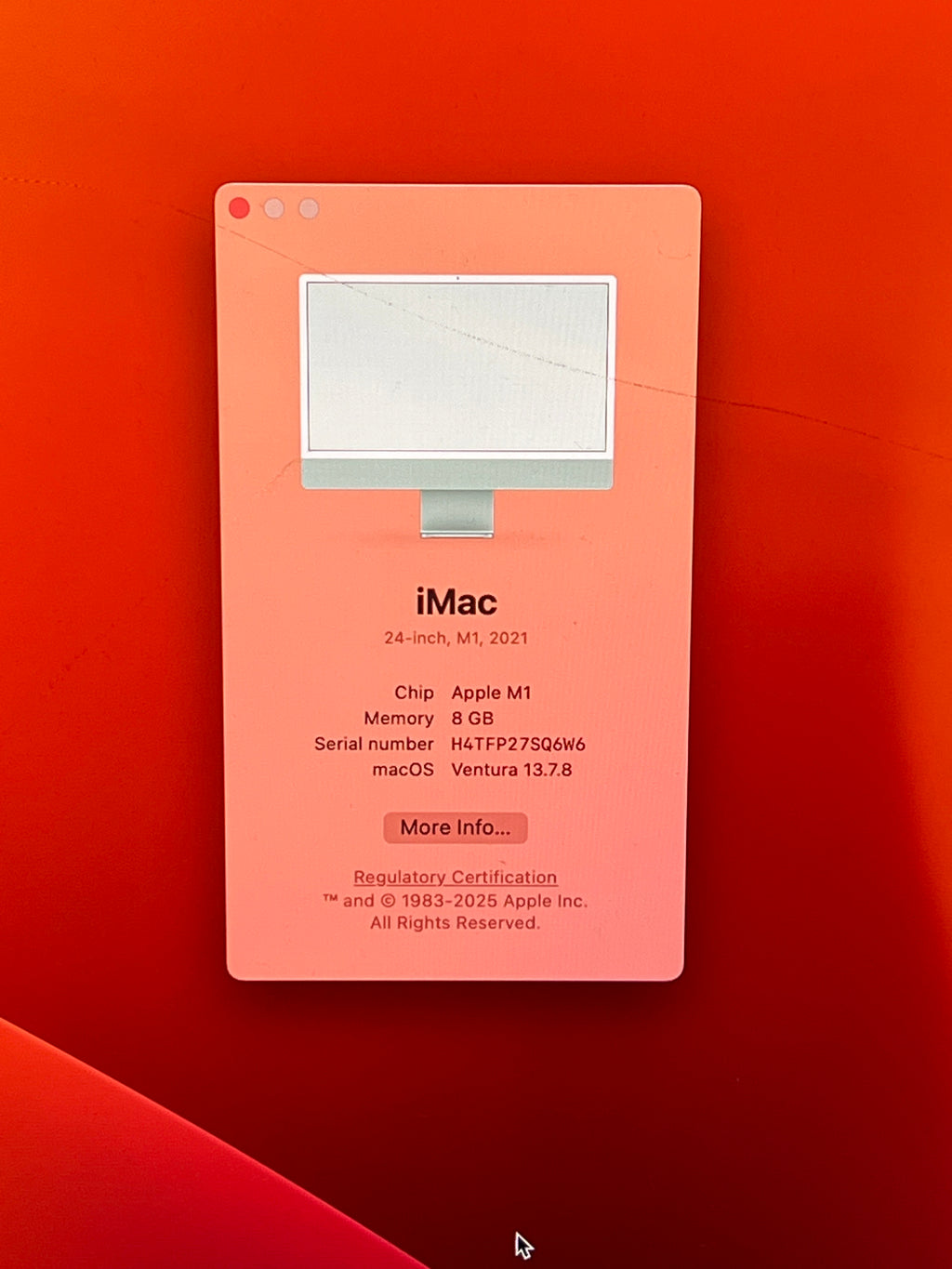 Apple iMac 24" M1 A2438 2021 - Green - For Parts (Cracked Screen)