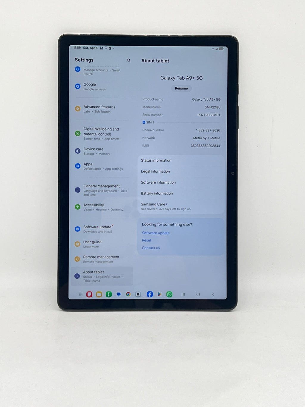 Samsung Galaxy Tab A9+ 5G SM-X218U 64GB Metropcs - Used