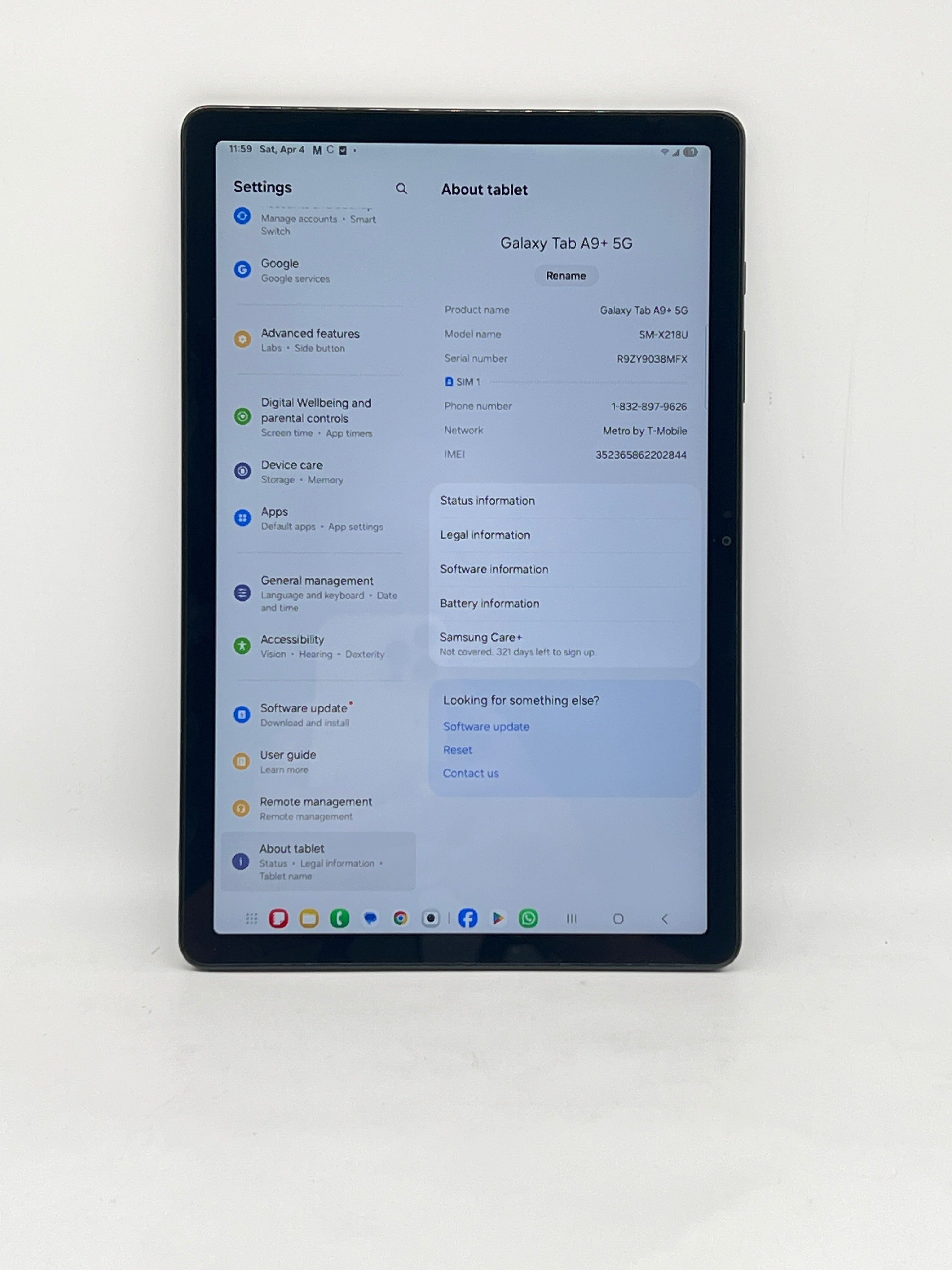 Samsung Galaxy Tab A9+ 5G SM-X218U 64GB Metropcs - Used