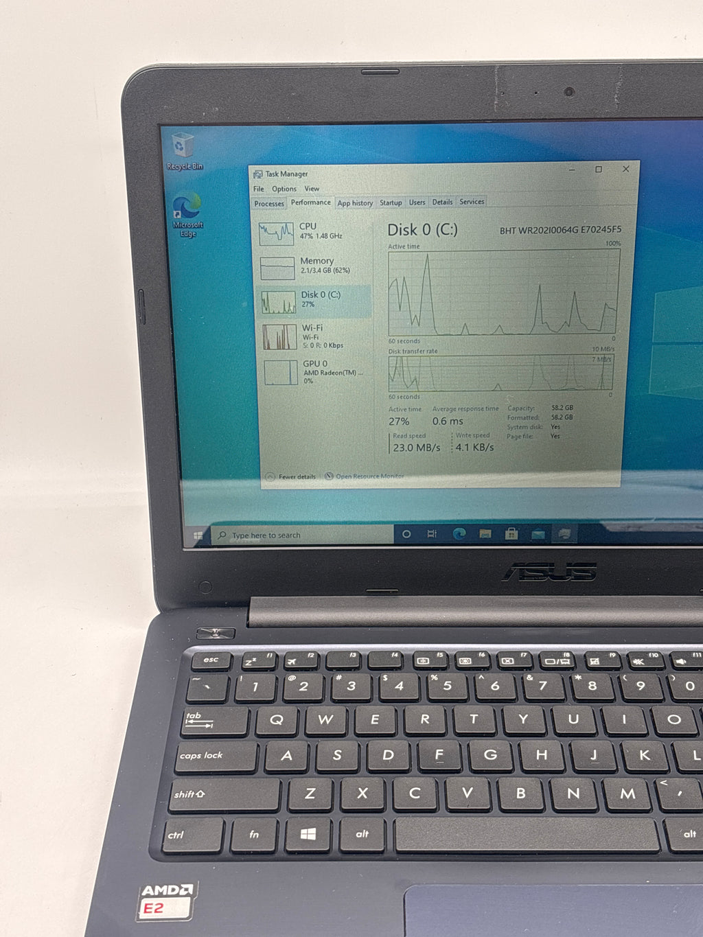 Asus E402W AMD E2-6110 APU 4GB RAM 64GB Storage - For Parts (Read DESC)