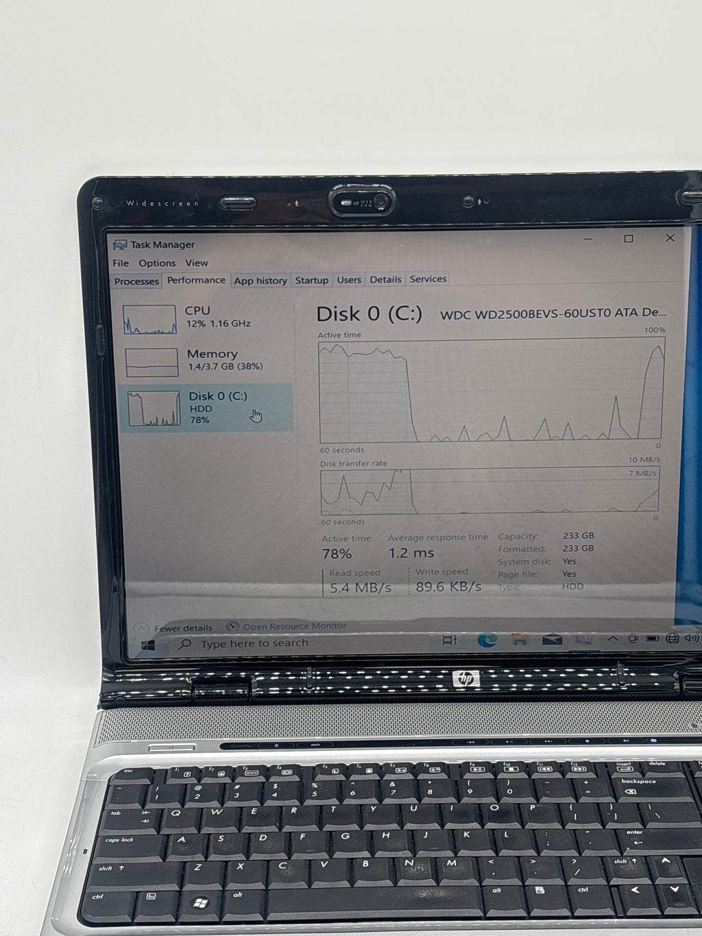HP Pavillion dv2000 AMD Turion 64 X2 4GB RAM 250GB HDD - Bad HDD