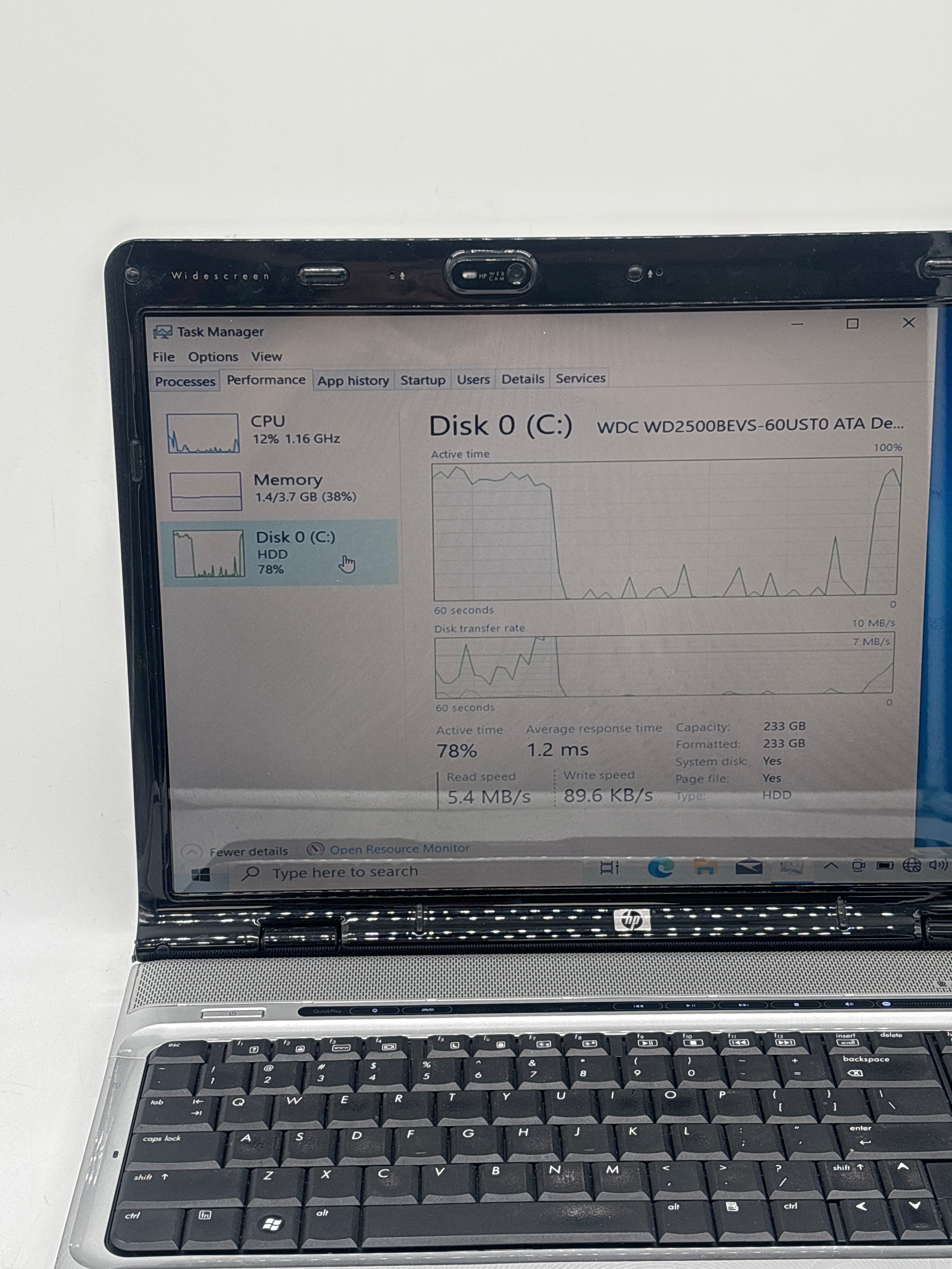 HP Pavillion dv2000 AMD Turion 64 X2 4GB RAM 250GB HDD - Bad HDD