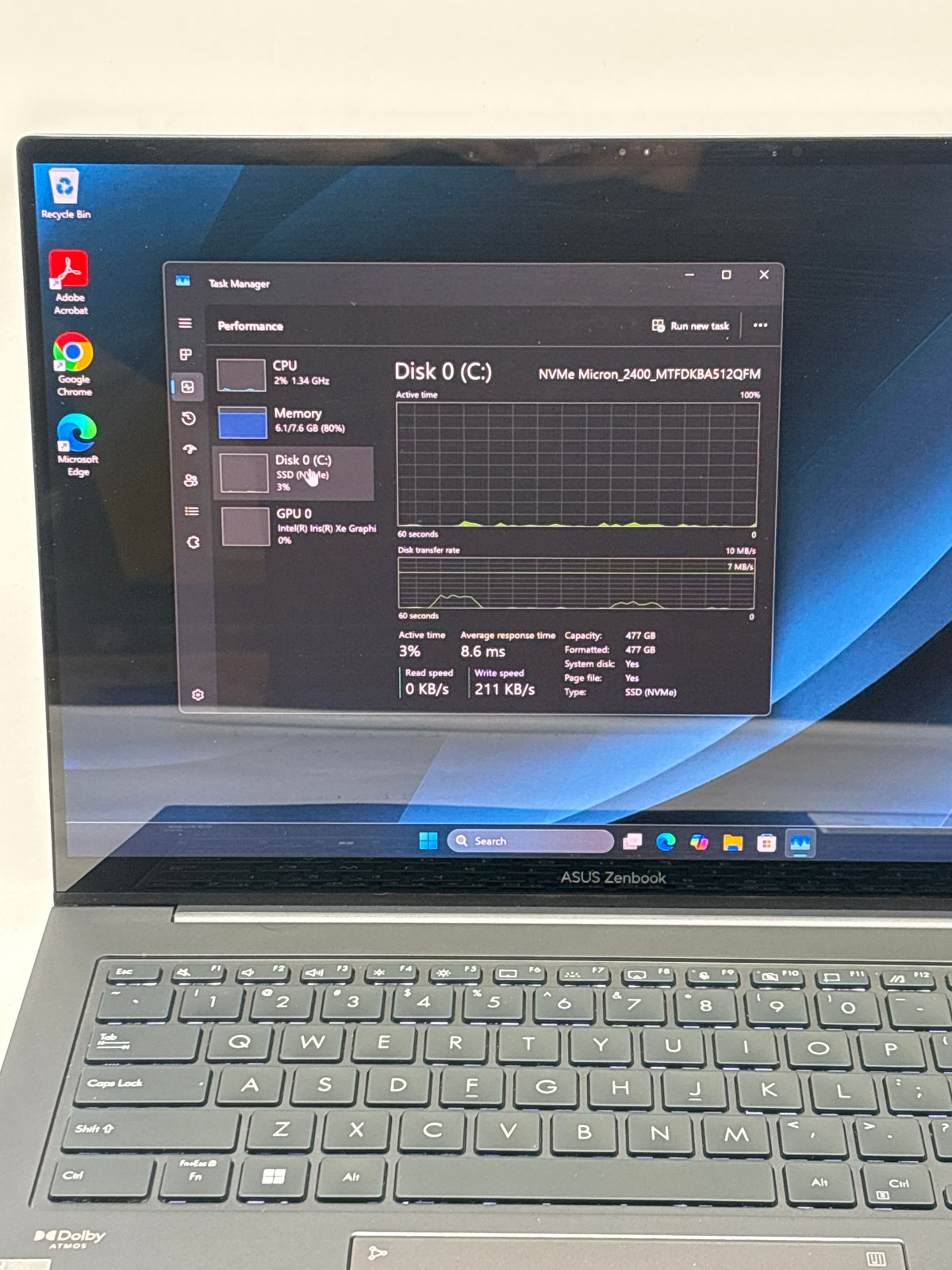 Asus Q410V 14" Intel Core i5-13500H 8GB RAM 512GB SSD Touchscreen Blue - Used