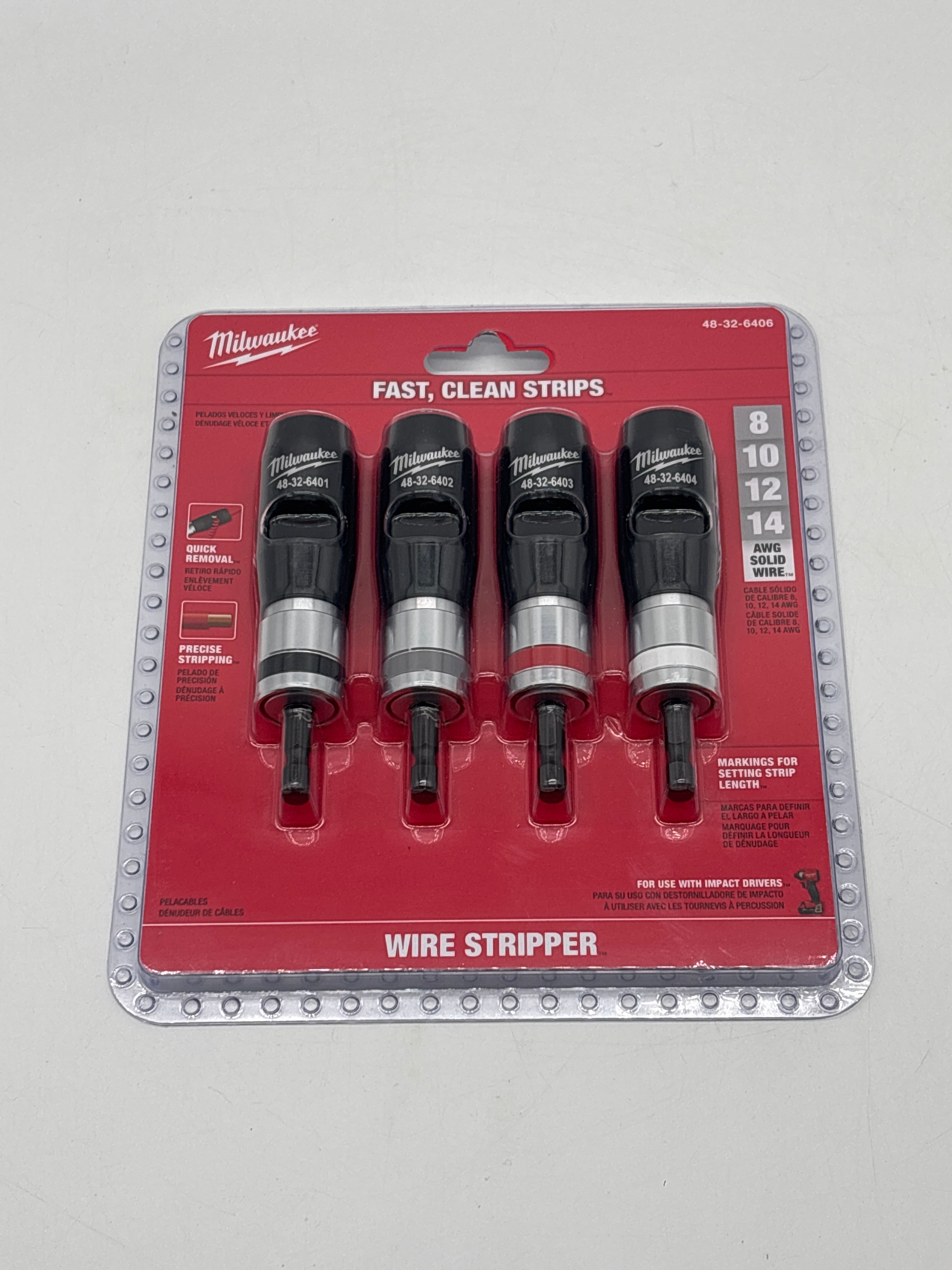 Milwaukee 48-32-6406 4-Piece Solid Wire Stripper Black Accessory New