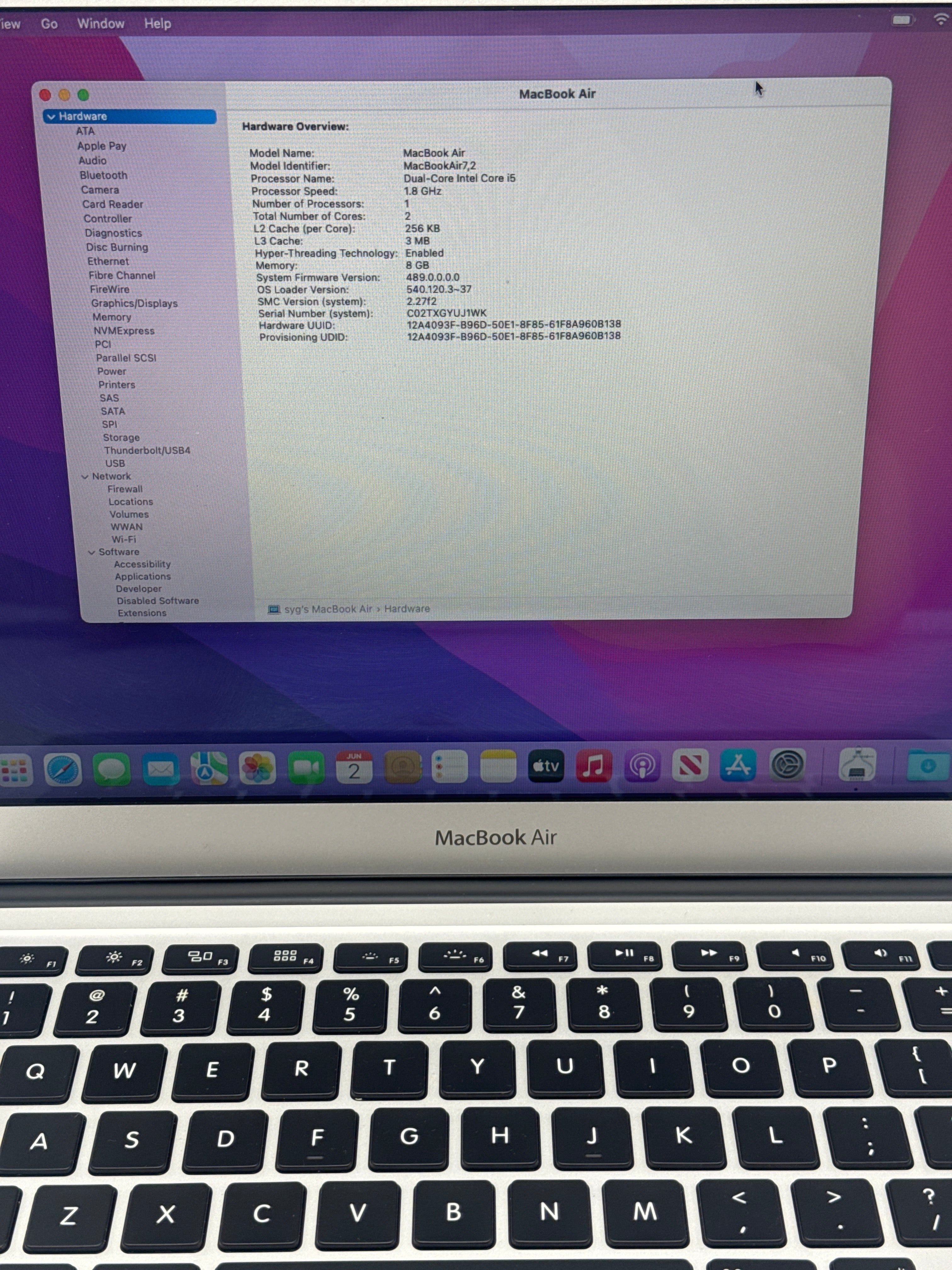 Apple MacBook Air 13" A1466 2017 i5 8GB RAM 128GB SSD