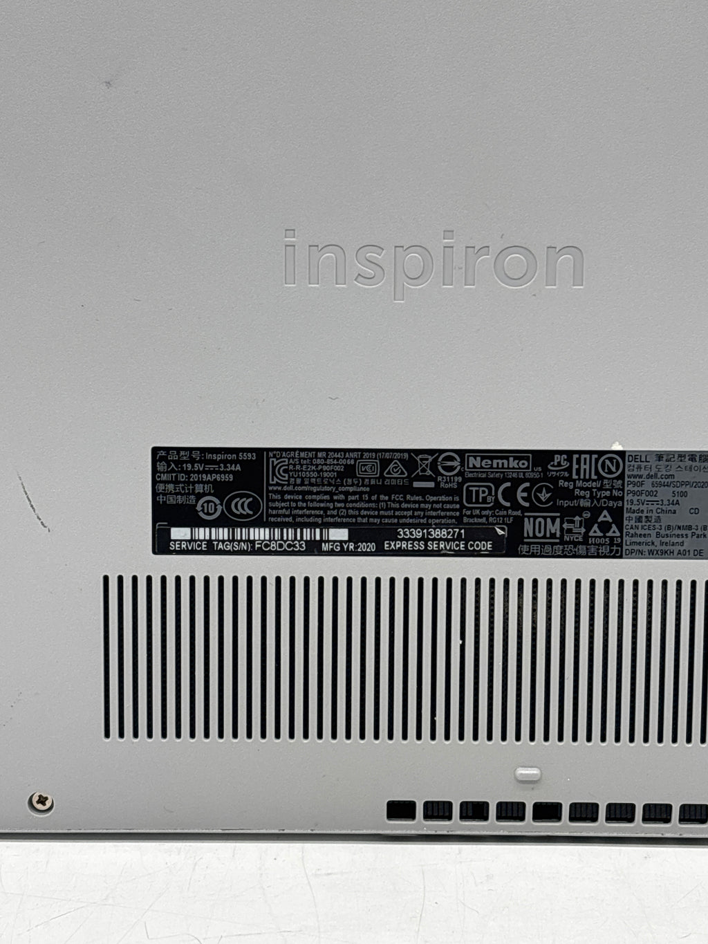 Dell Inspiron 5593 Core i7-1065G7 16GB RAM 512GB SSD 15.6in Laptop - For Parts