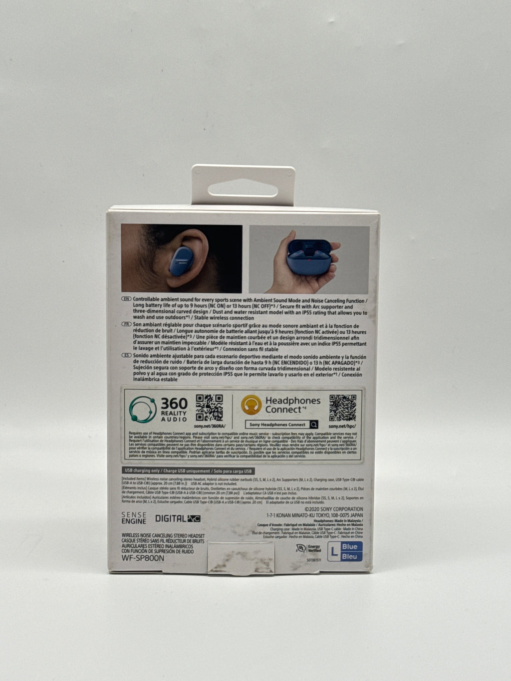 Sony WF-SP800N True Wireless Sport Earbuds Blue With Box - Used