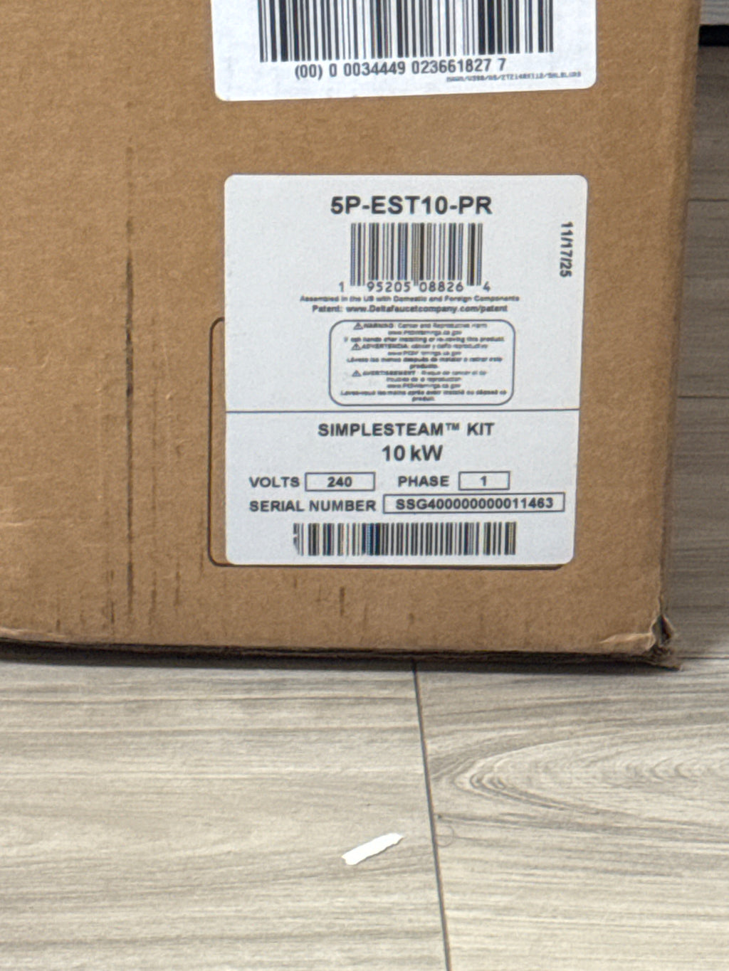 Delta 5P-EST10-PR 10 kW Steam Shower Generator Kit 240V - New Open Box