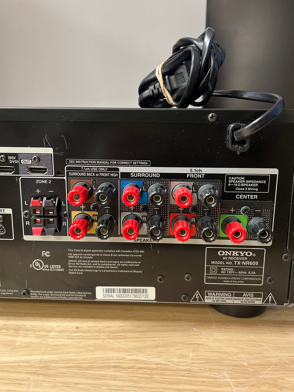 Onkyo TX-NR609 A/V Receiver Black - For Parts (No Sound)