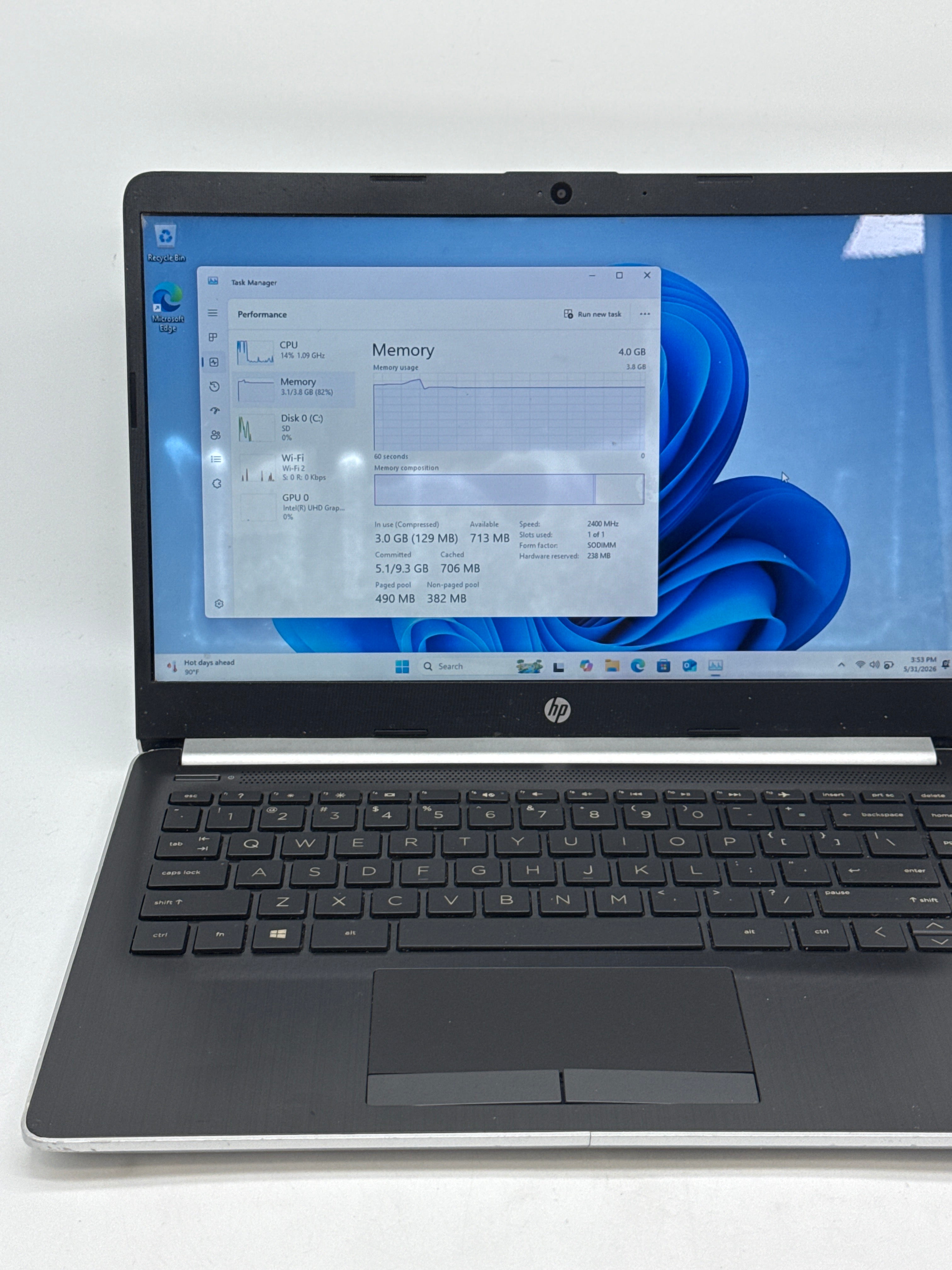 HP Laptop 14-df0018wm Celeron N4000 4GB RAM 64GB SD - For Parts Bad LCD