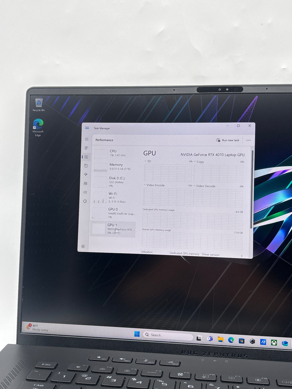 ASUS ROG Zephyrus M16 GU604VI i9-13900H 32GB RAM 1TB SSD RTX 4070 - Used
