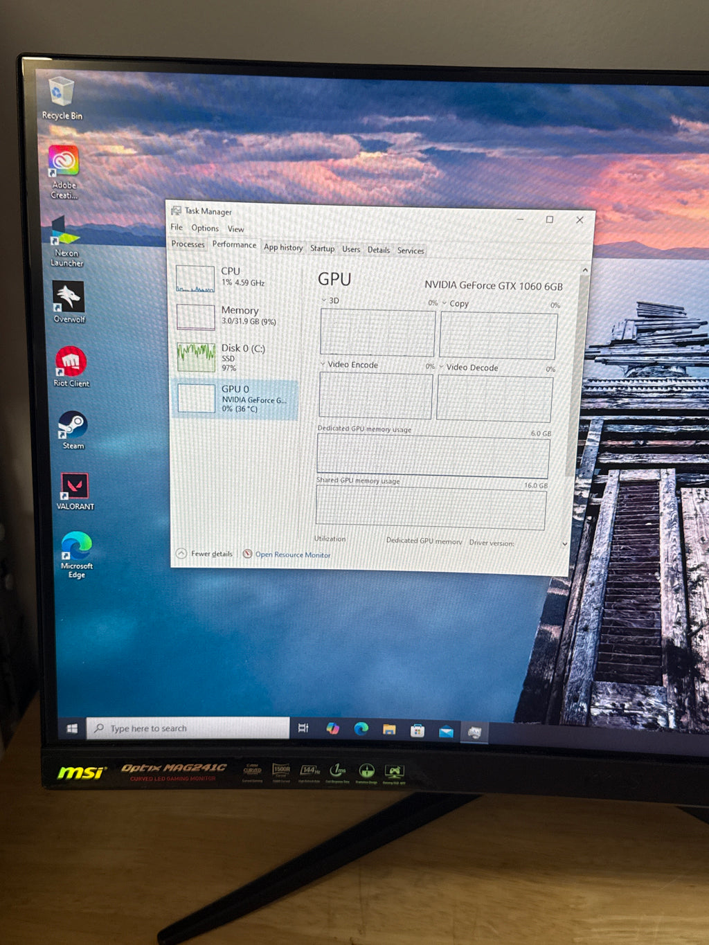 Custom Desktop PC i7-6700K 32GB RAM 1TB SSD GTX 1060