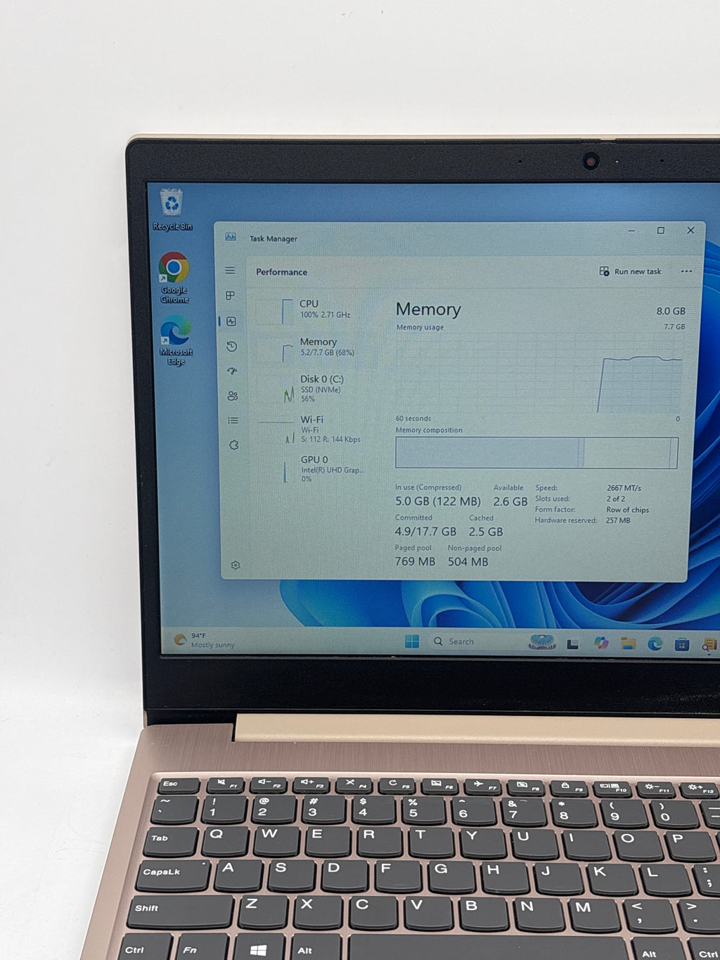 Lenovo Ideapad 3 15IL05 15.6" Intel Core i3-1005G1 8GB RAM 256GB SSD - Used