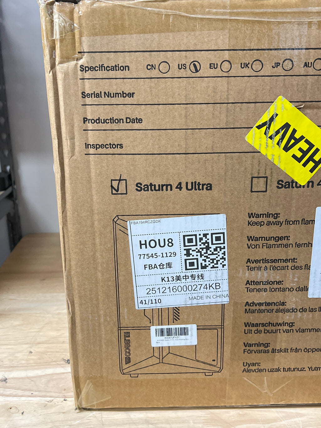 ELEGOO Saturn 4 Ultra Series 16K Resin LCD 3D Printer - New In Box