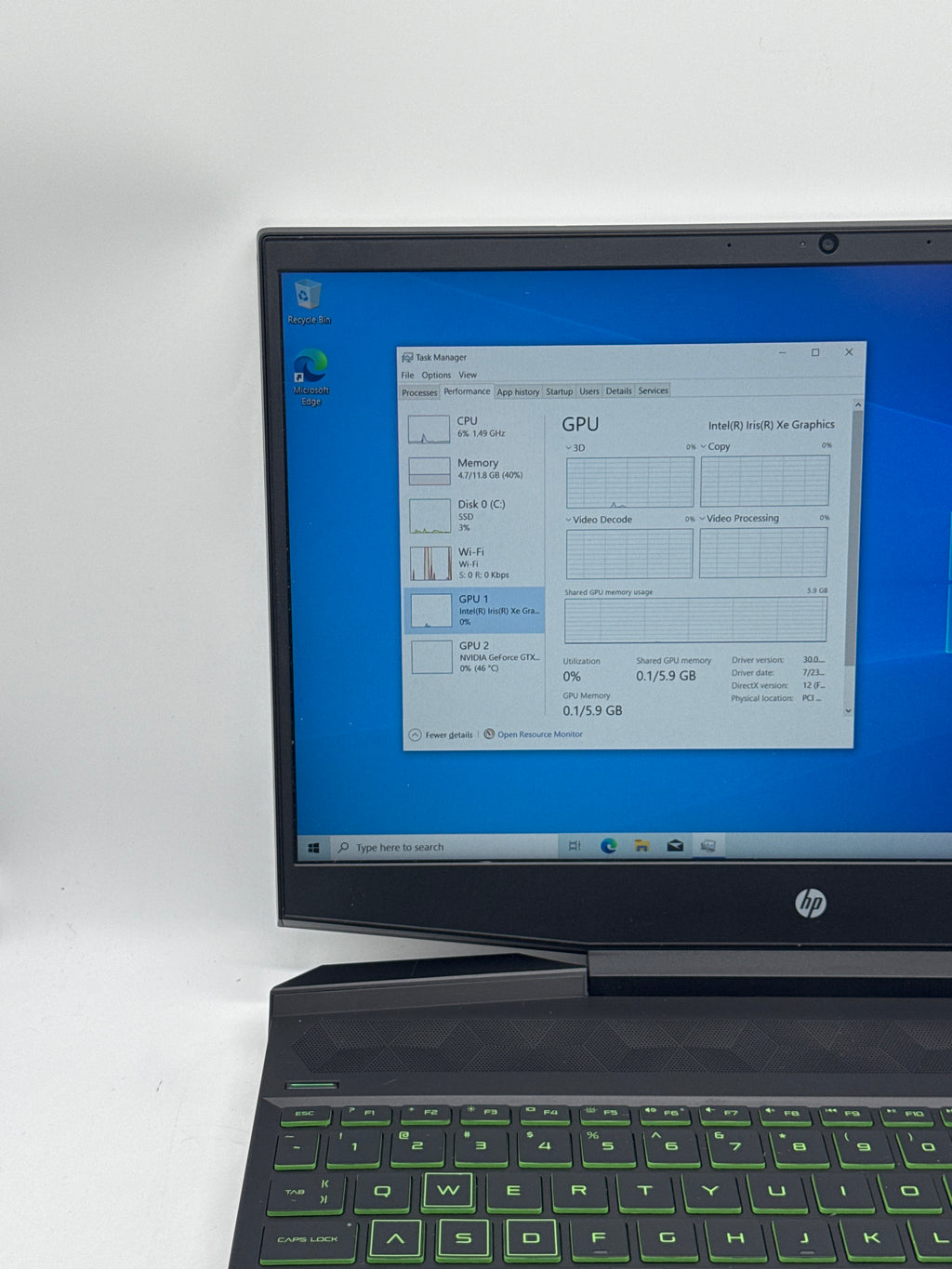 HP Pavilion 15t-dk200 i5-11300H 12GB RAM 256GB SSD GTX 1650