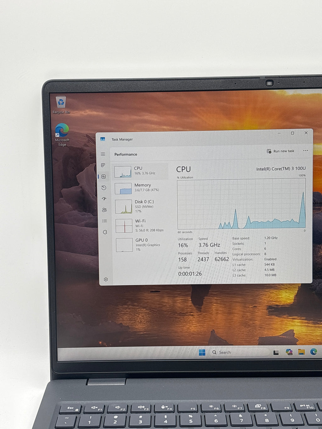 Dell Pro 16 PC16250 i3 100U 8GB RAM 256GB SSD Black