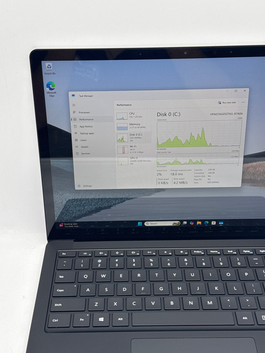 Microsoft Surface Laptop 3 1868 13" Intel Core i5-1035G7 8GB RAM 256GB SSD Black - Used
