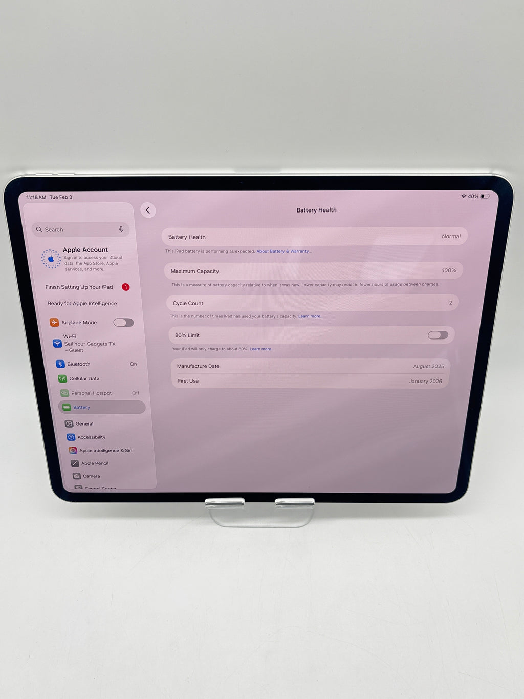Apple iPad Pro 13" M5 ME7X4LL/A 256GB Silver Wi-Fi + 5G - Unlocked (Cycle Count 2)