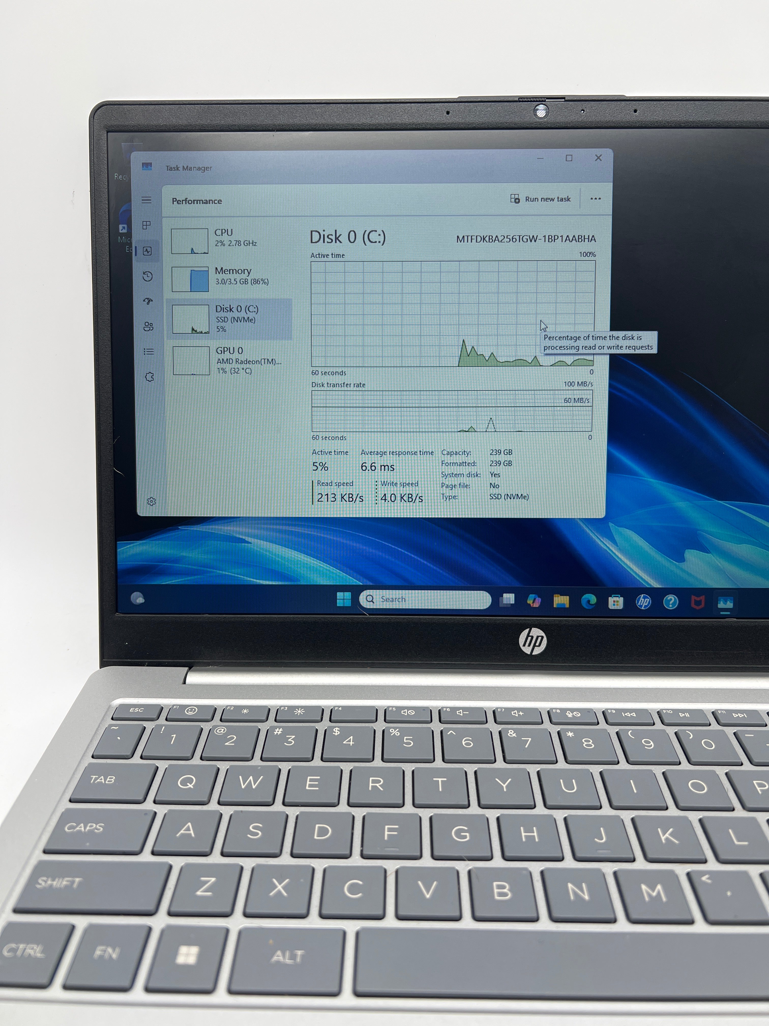HP Laptop 14 AMD Ryzen 3 7320U 4GB RAM 256GB SSD - Used