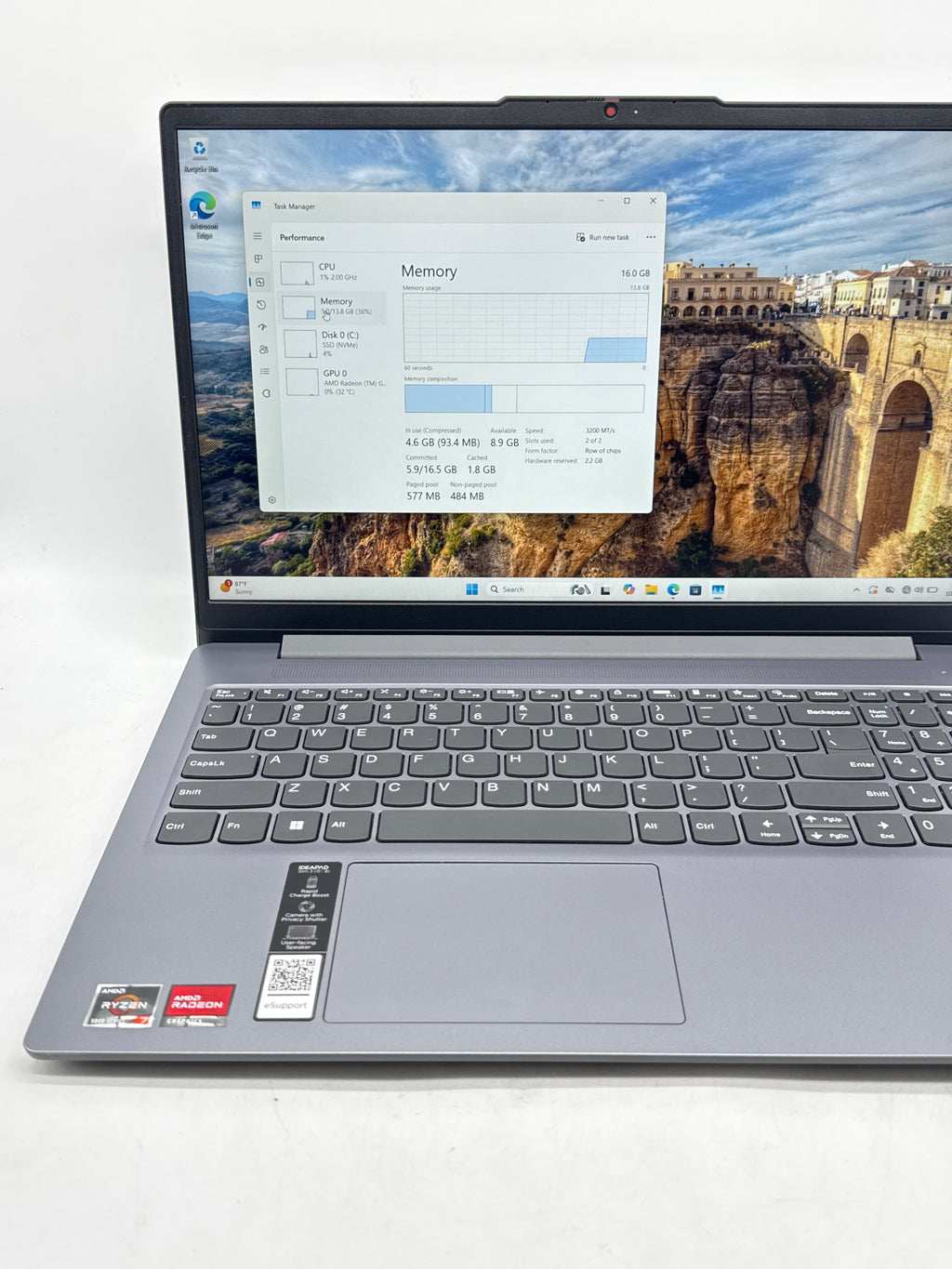 Lenovo IdeaPad Slim 3 15ABR8 Ryzen 7 5825U 16GB RAM 512GB SSD Gray - Used