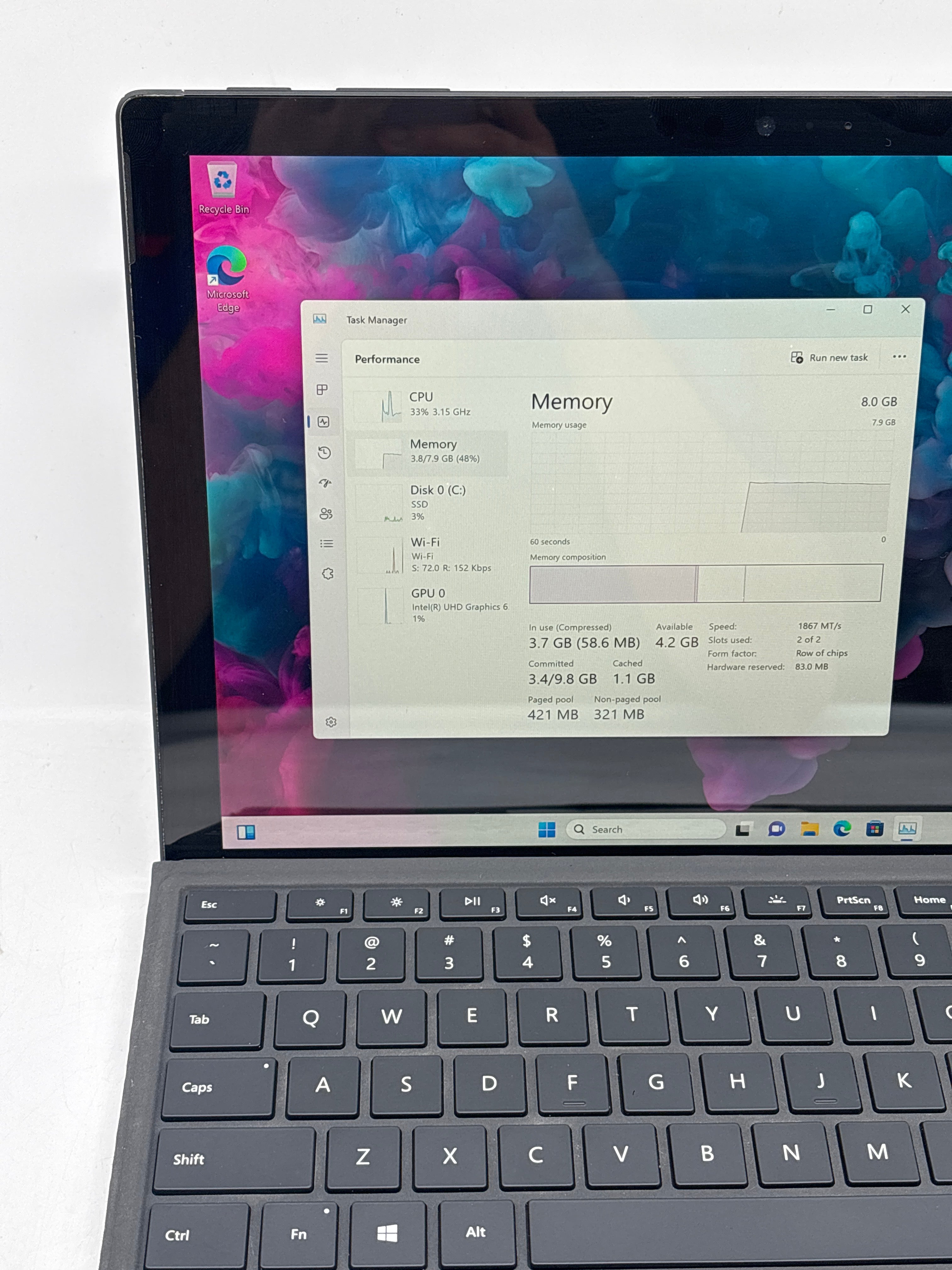 Microsoft Surface Pro 6 1796 12.3" i5-8250U 8GB RAM 256GB SSD Wi-Fi - Used