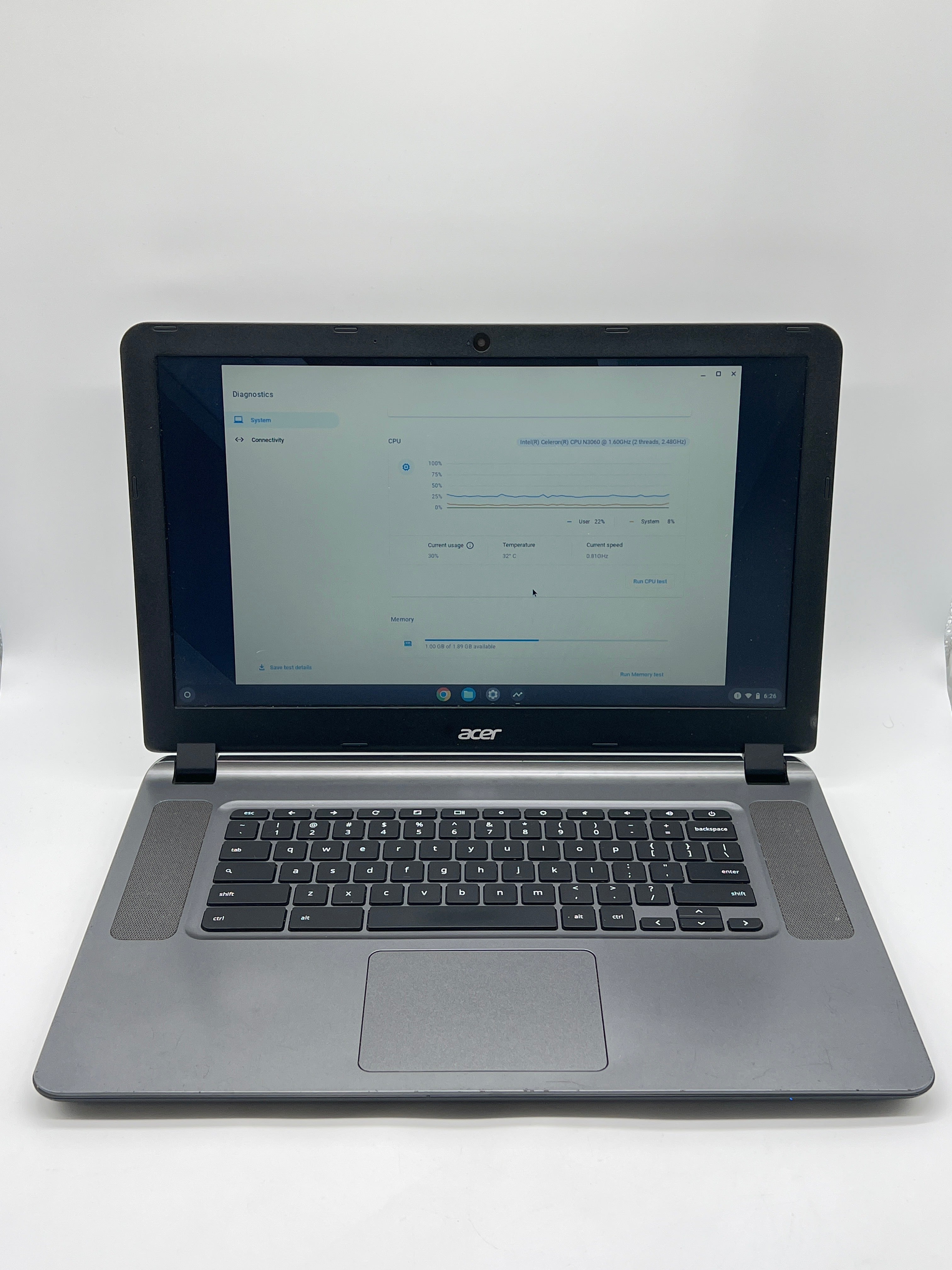 Acer Chromebook N15Q9 15 inch Celeron N3060 2GB RAM 32GB Storage Silver - Used