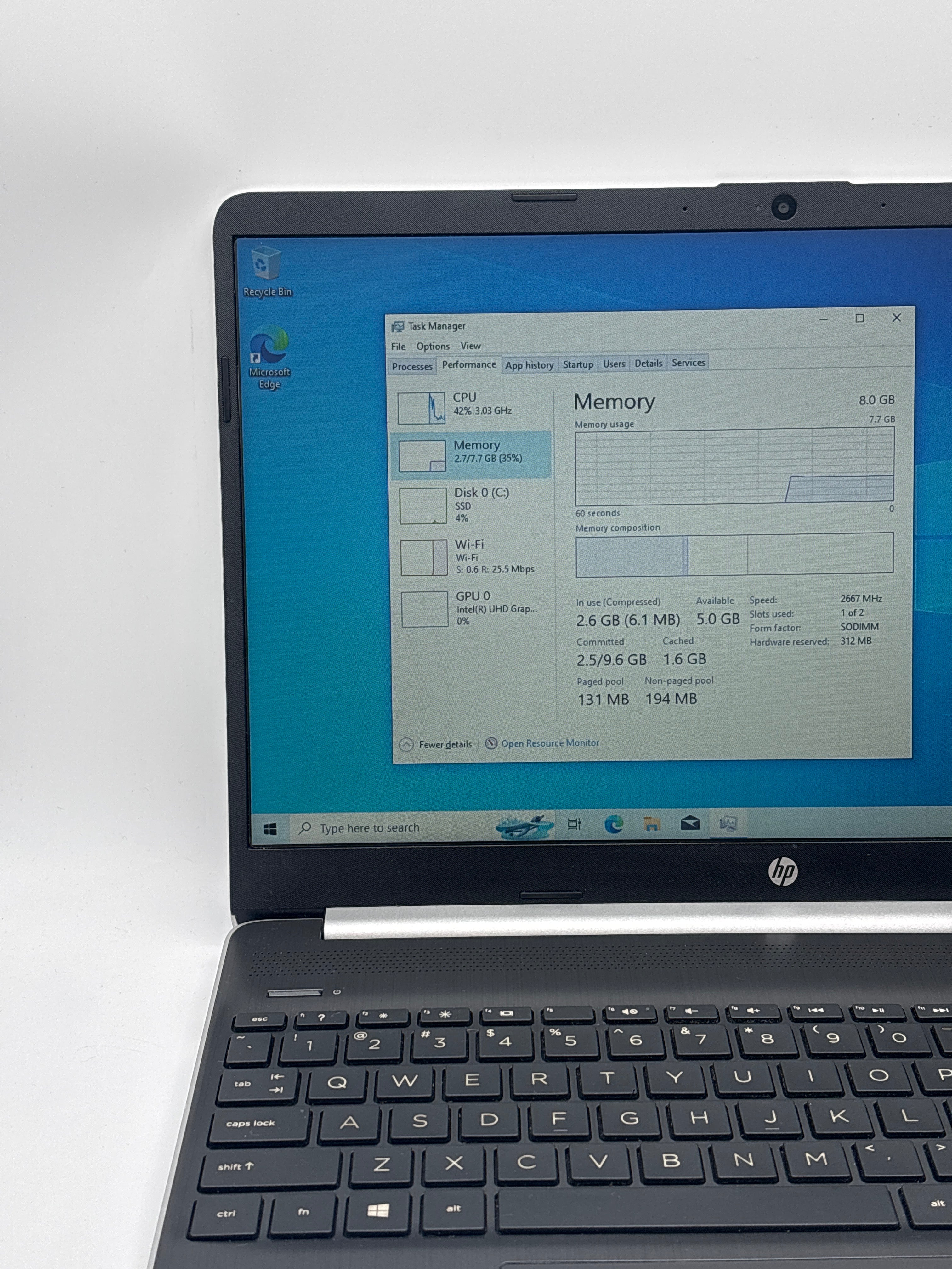 HP 15-dy1073nr i3-1005G1 8GB RAM 256GB SSD