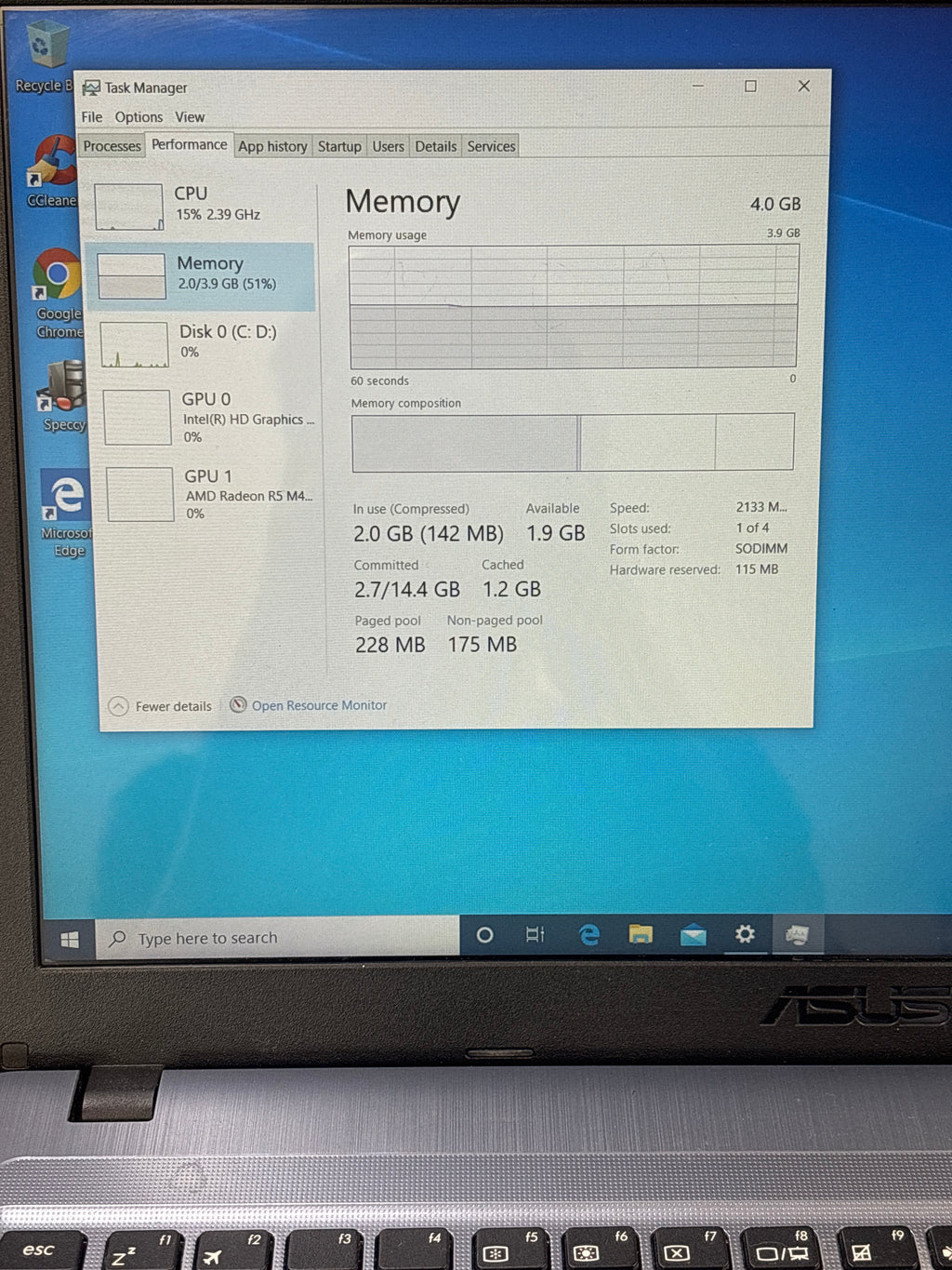 Asus A540U i3-7100U 4GB RAM 512GB SSD - For Parts (Bad Battery)
