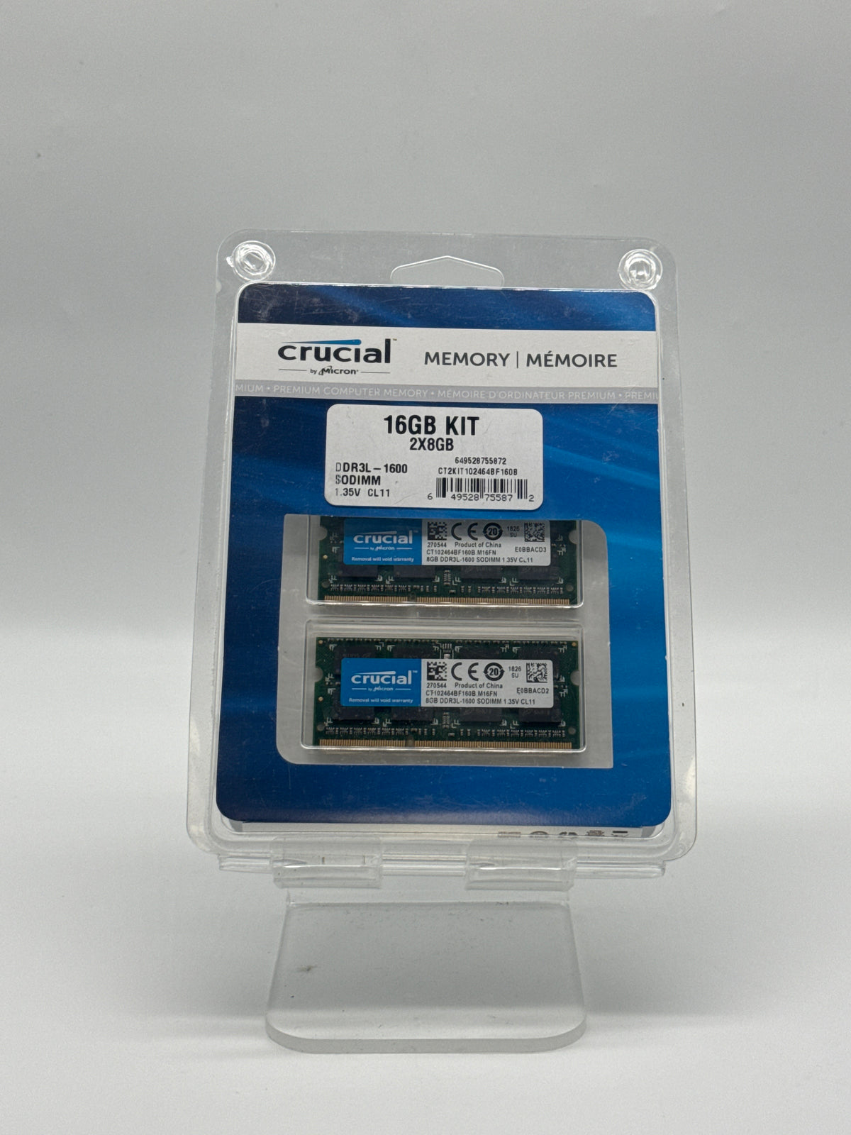 Crucial CT102464BF160B.M16FN 16GB RAM 2x8GB DDR3L 1600MHz PC3L-12800 - Open Box
