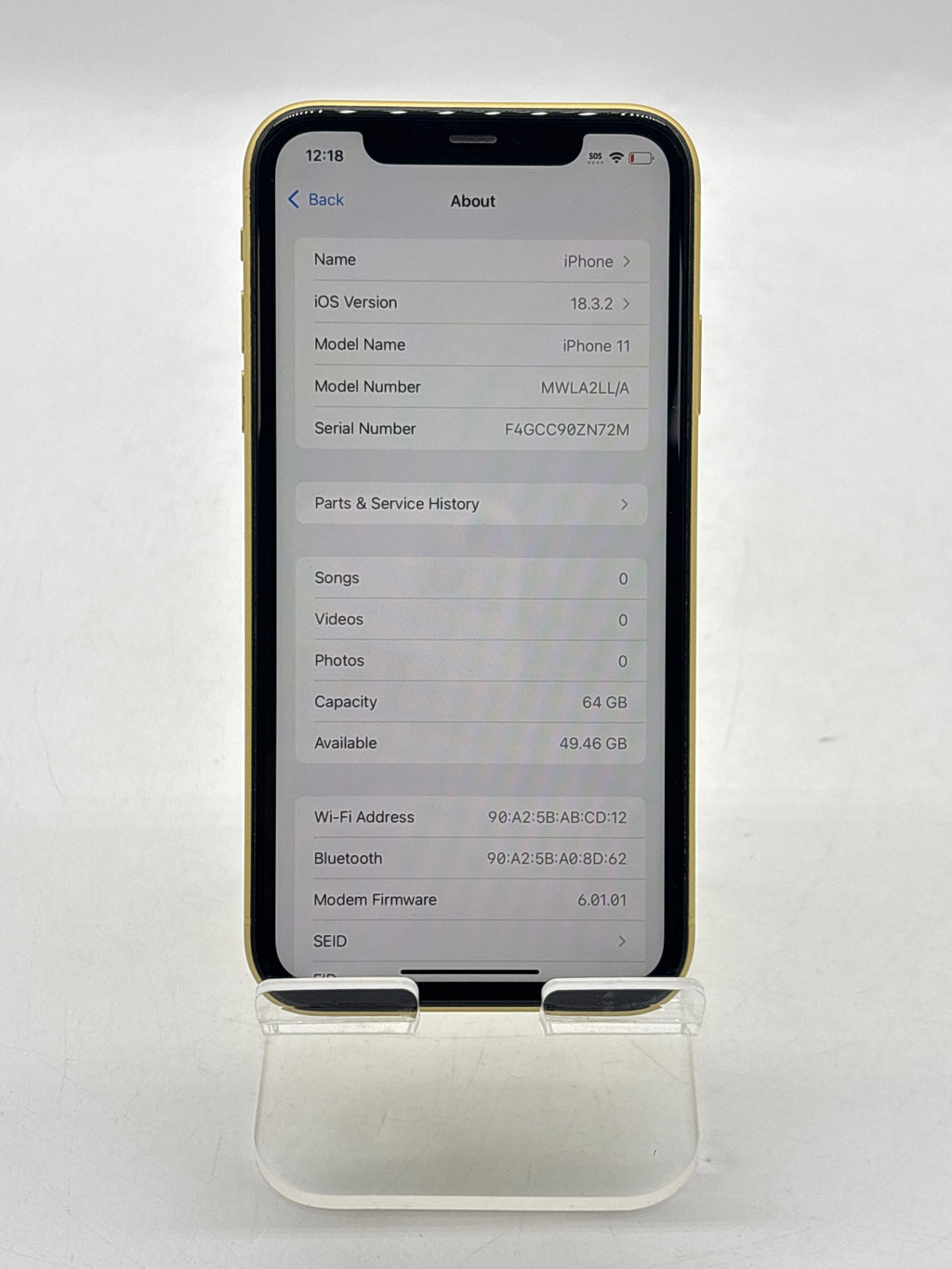 Apple iPhone 11 6.1" 64GB Yellow Unlocked - Service Battery