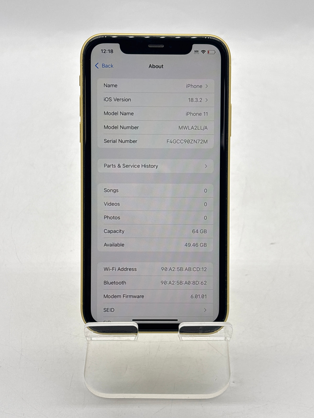 Apple iPhone 11 6.1" 64GB Yellow Unlocked - Service Battery
