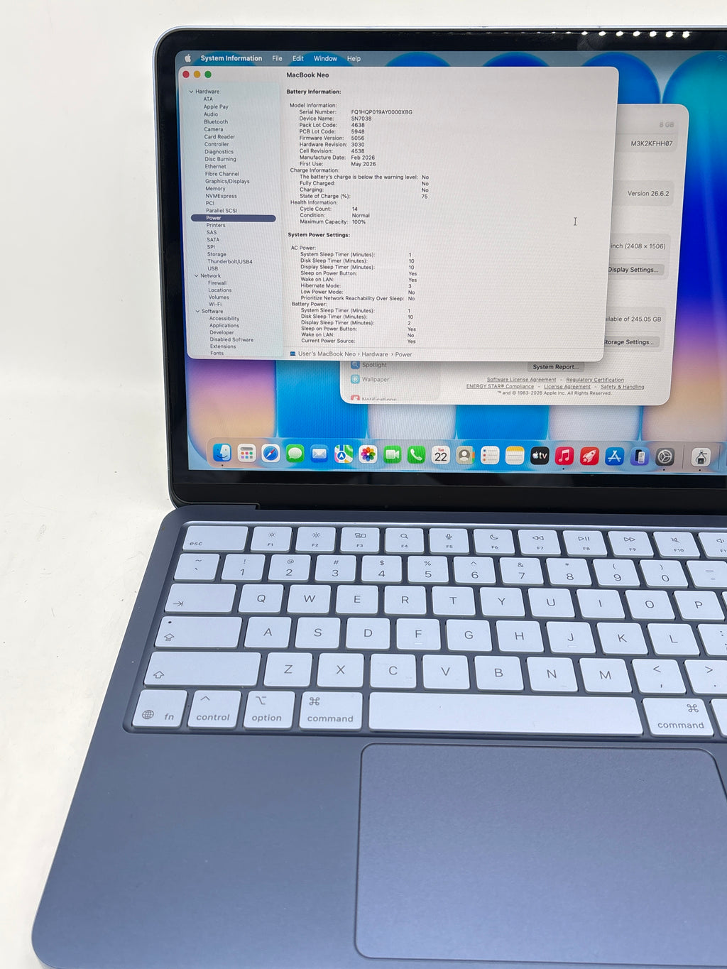 Apple MacBook NEO A3404 13" Apple A18 Pro 8GB RAM 256GB SSD Blue - Used